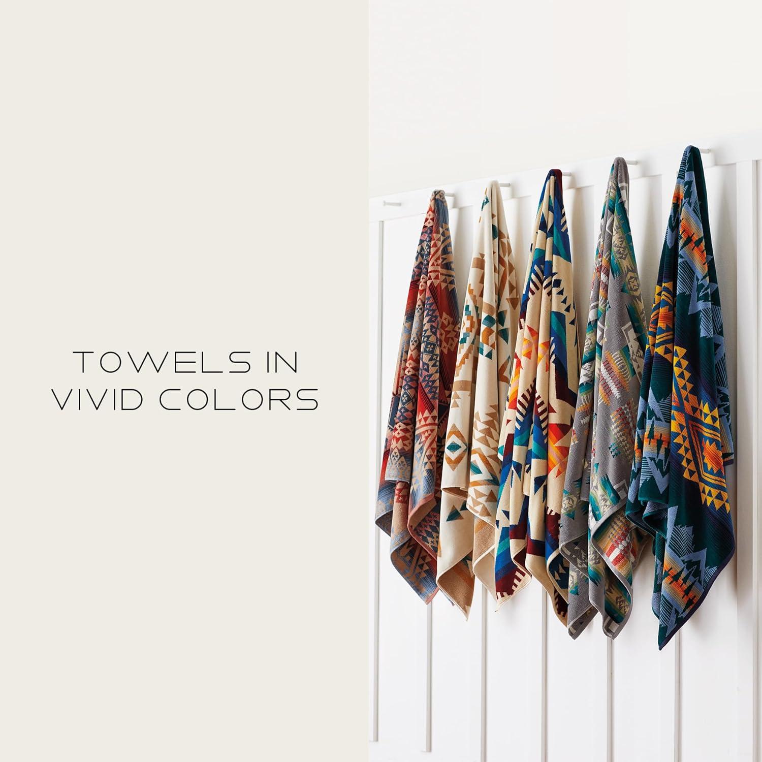 Oversized Gray Cotton Spa Towel with Native American Pattern