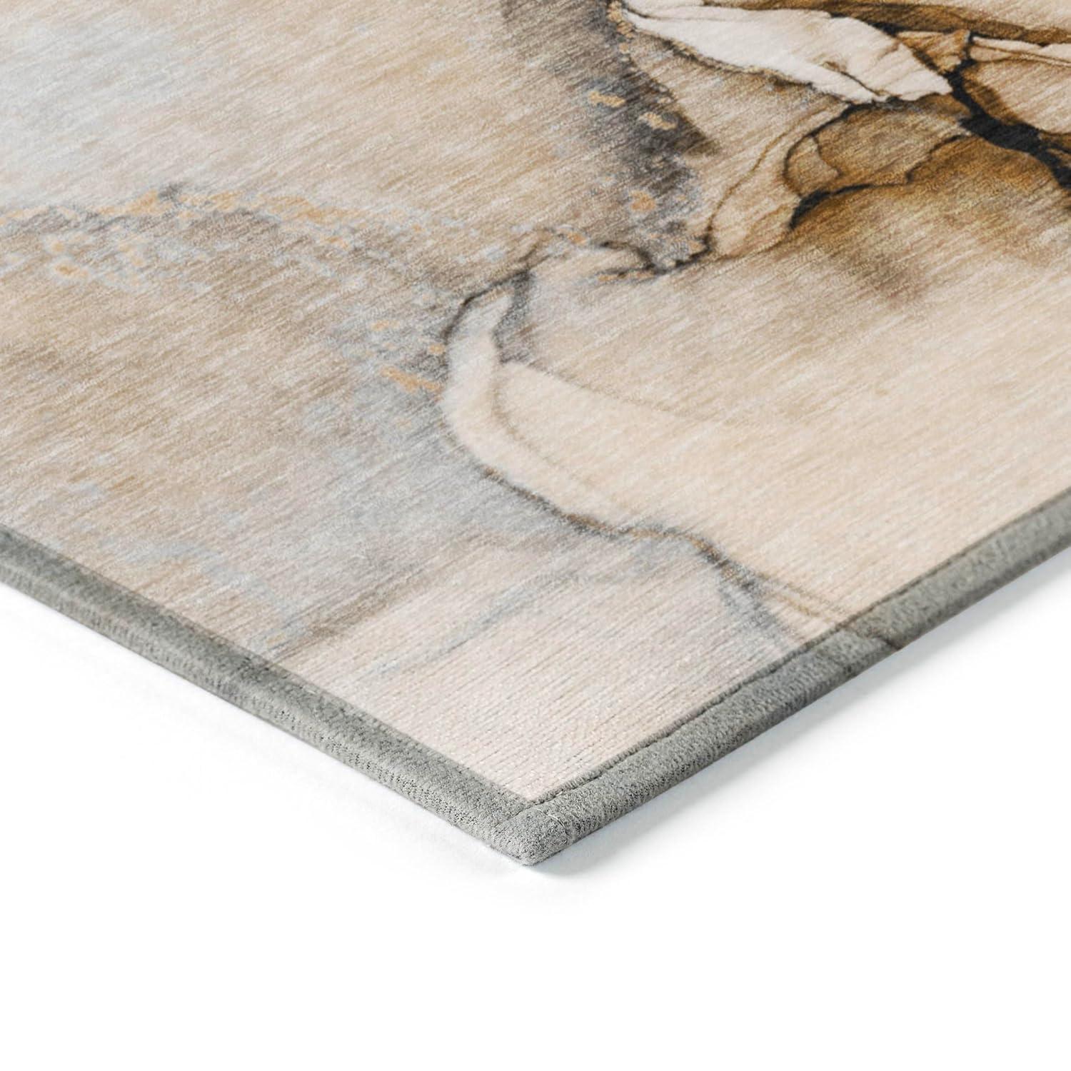 Addison Rugs Chantille Indoor/Outdoor Transitional Watercolors Beige Washable Rectangle Rug, 3' x 5'