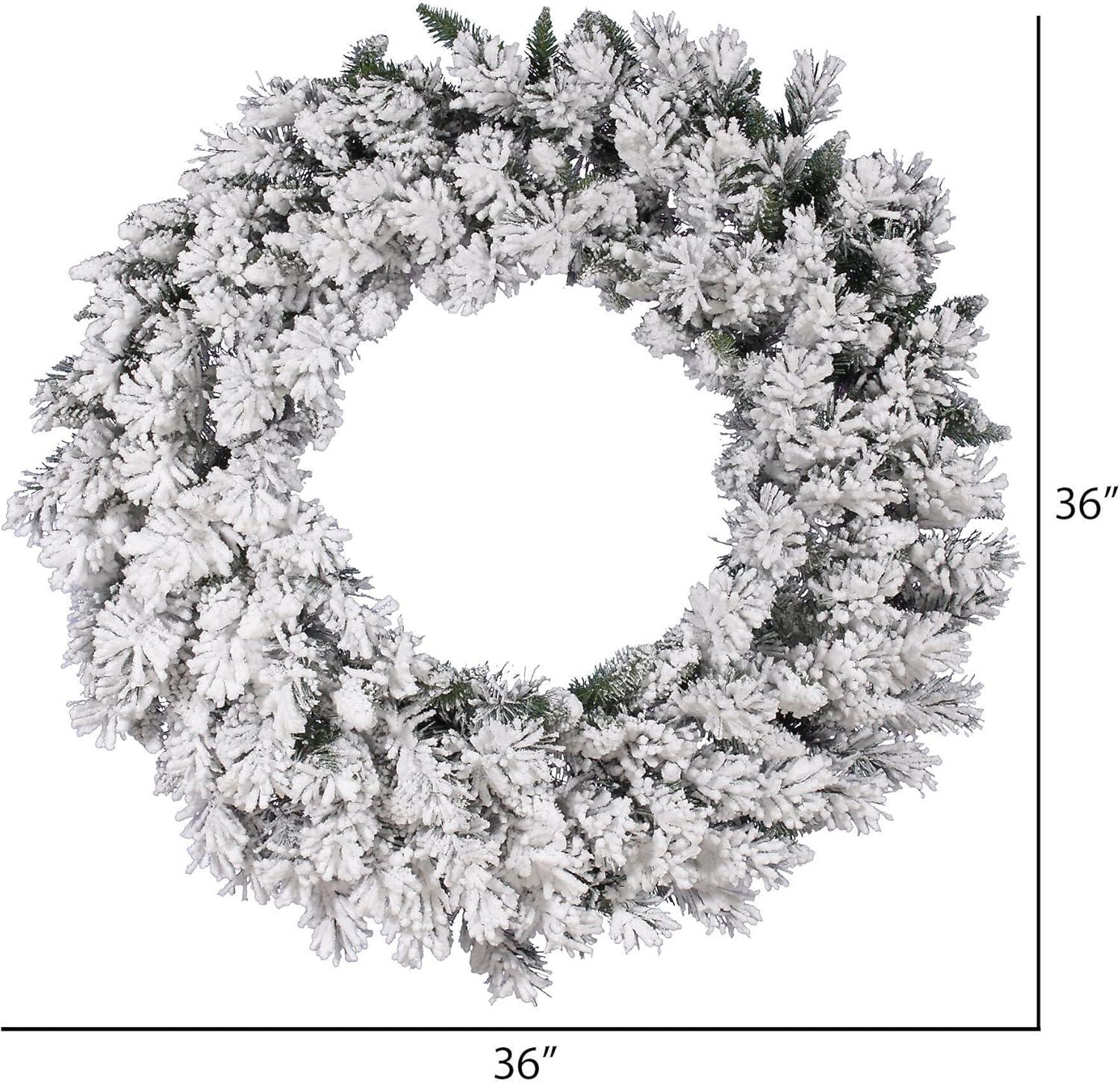 Vickerman 36" Flocked Snow Ridge Artificial Christmas Wreath, Unlit