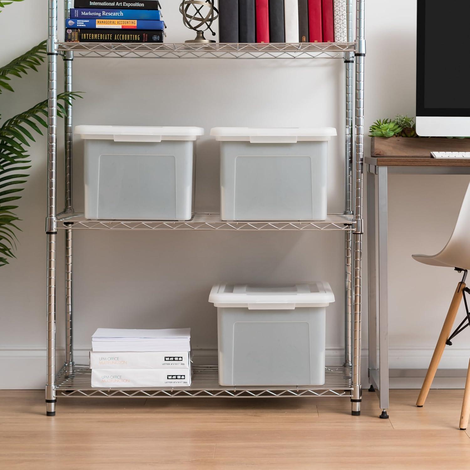 IRIS USA 35 Qt. 4Pack File Box File Organizer Plastic File Box for Letter/Legal File, BPA-Free Plastic Storage Bin Tote Organizer, Clear