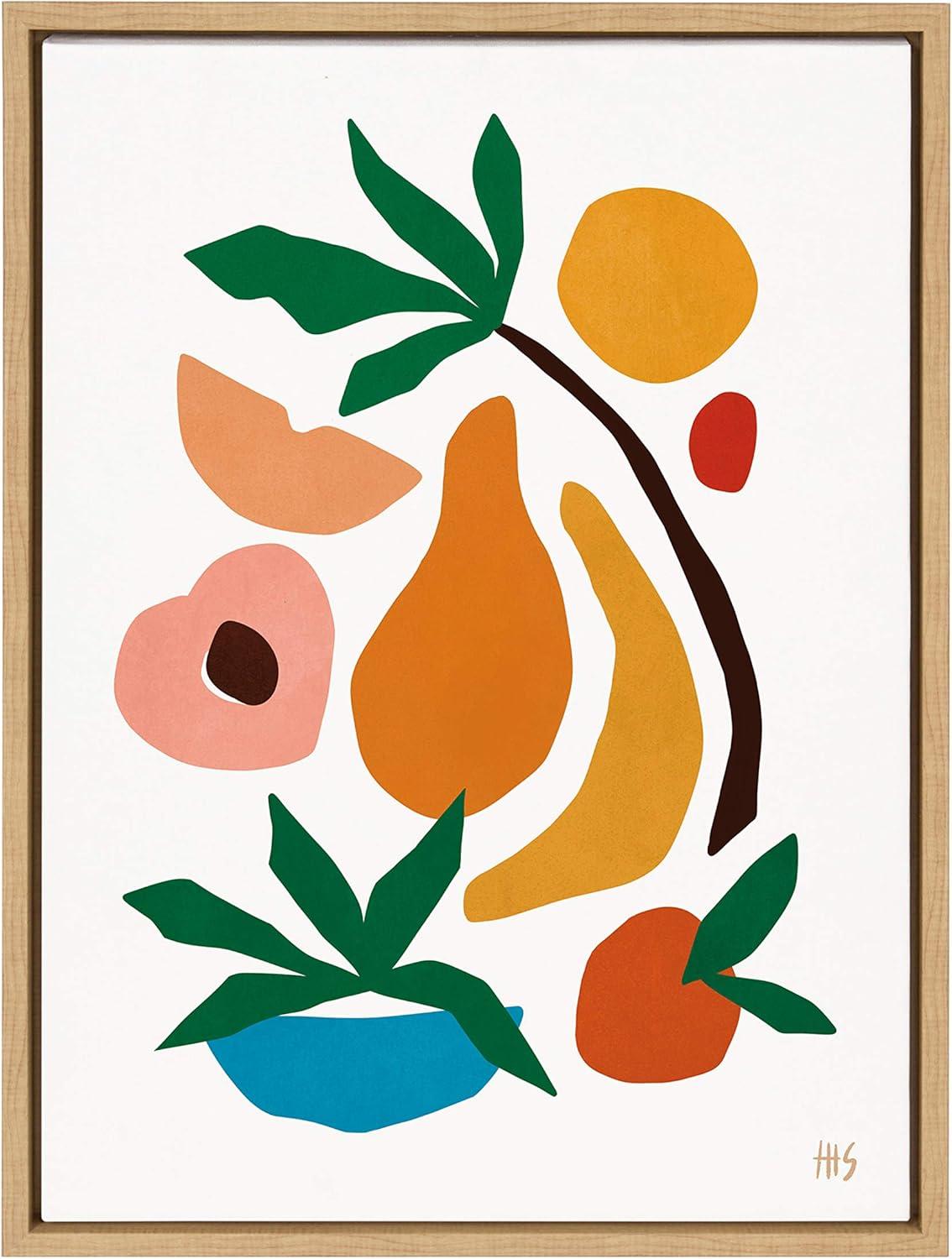 Kate and Laurel Sylvie Fruit Fiesta Framed Canvas by Maggie Stephenson, 18x24, Natural