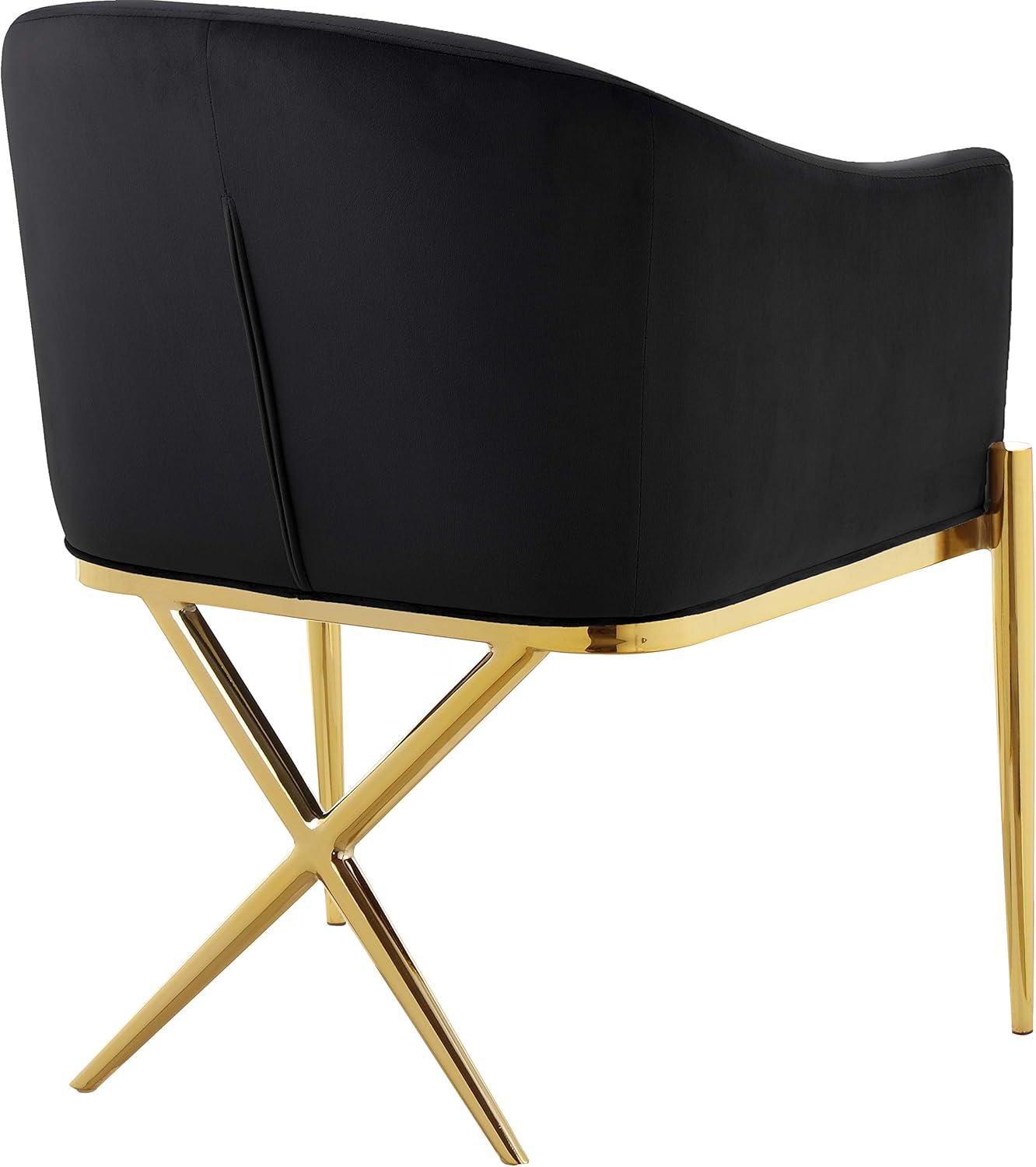 Xavier Black Velvet Gold Upholstered Arm Chair