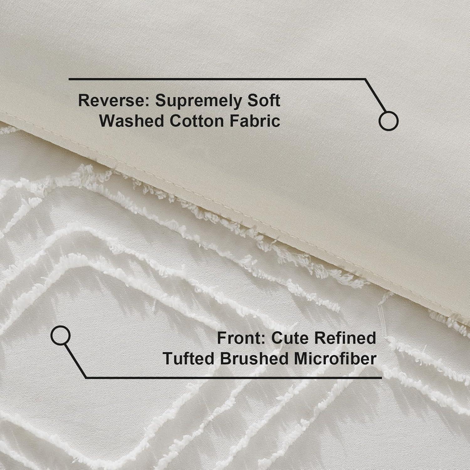 White Tufted Microfiber Queen Bed in a Bag Set