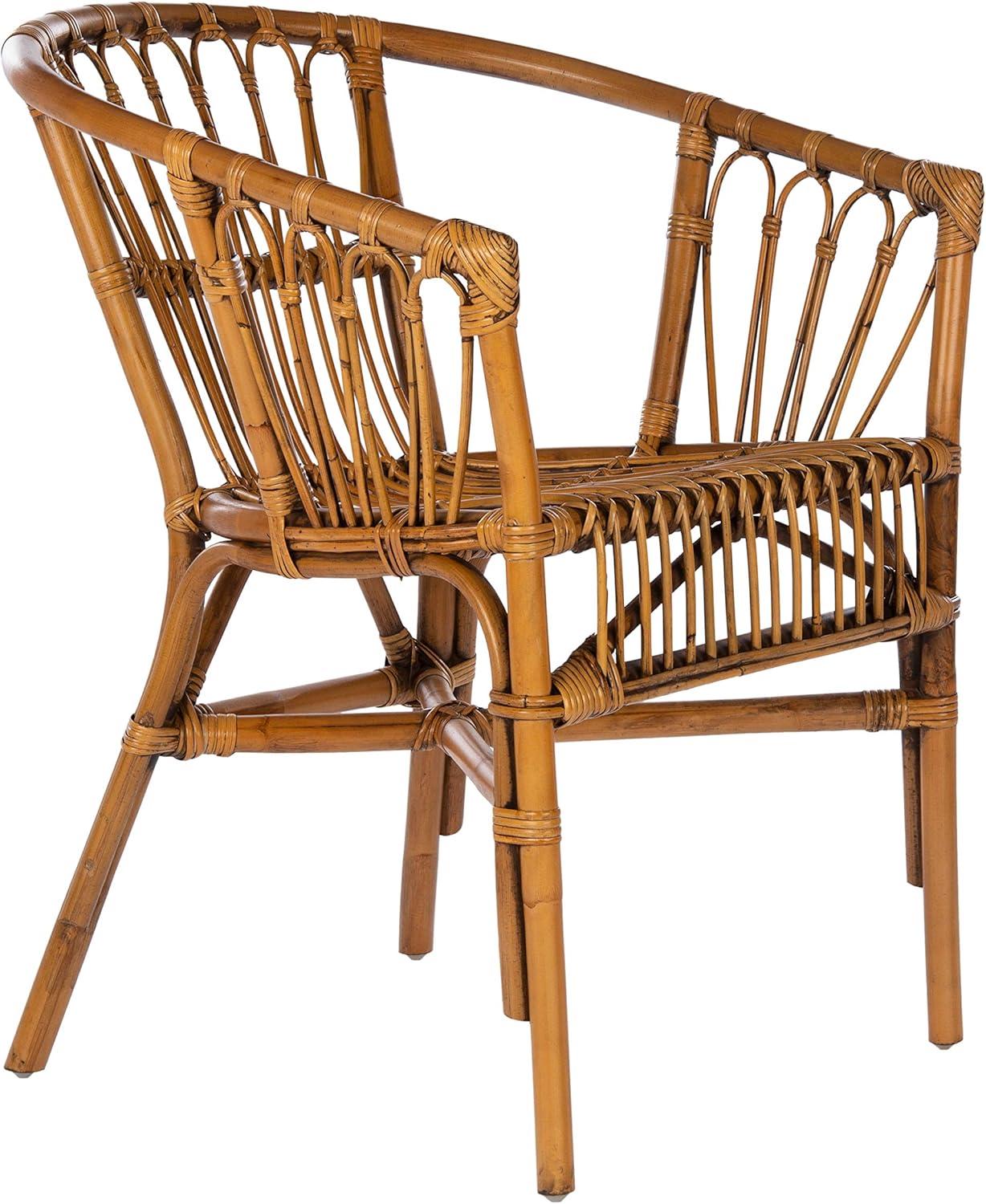Adriana Rattan Accent Chair - Set of 2 - ACH6505 - Honey Brown Wash - Safavieh
