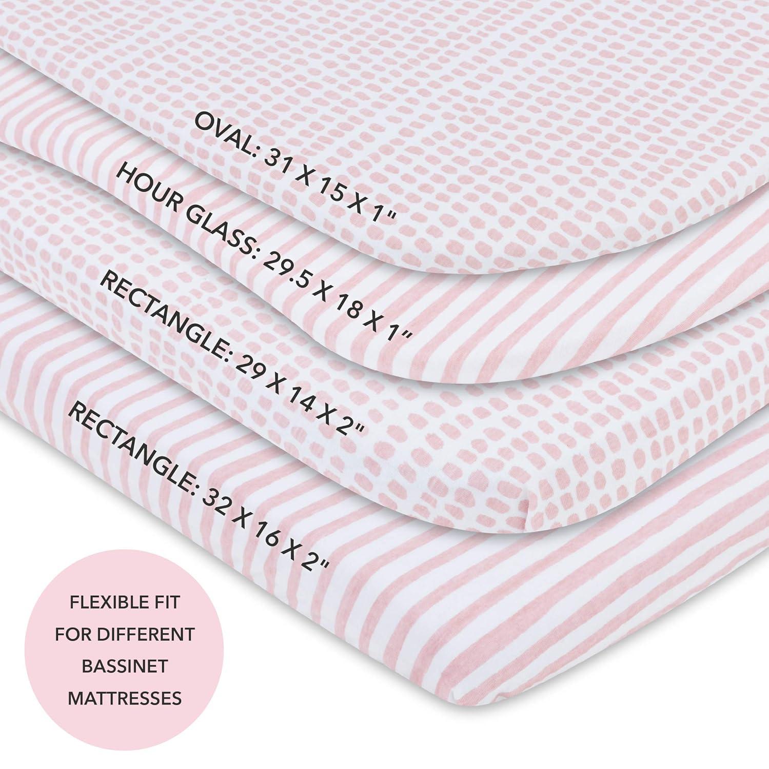 Ely's & Co. Baby Fitted Waterproof Crib Sheet  100% Combed Jersey Cotton  Mauve Pink Stripes & Splash 2 Pack
