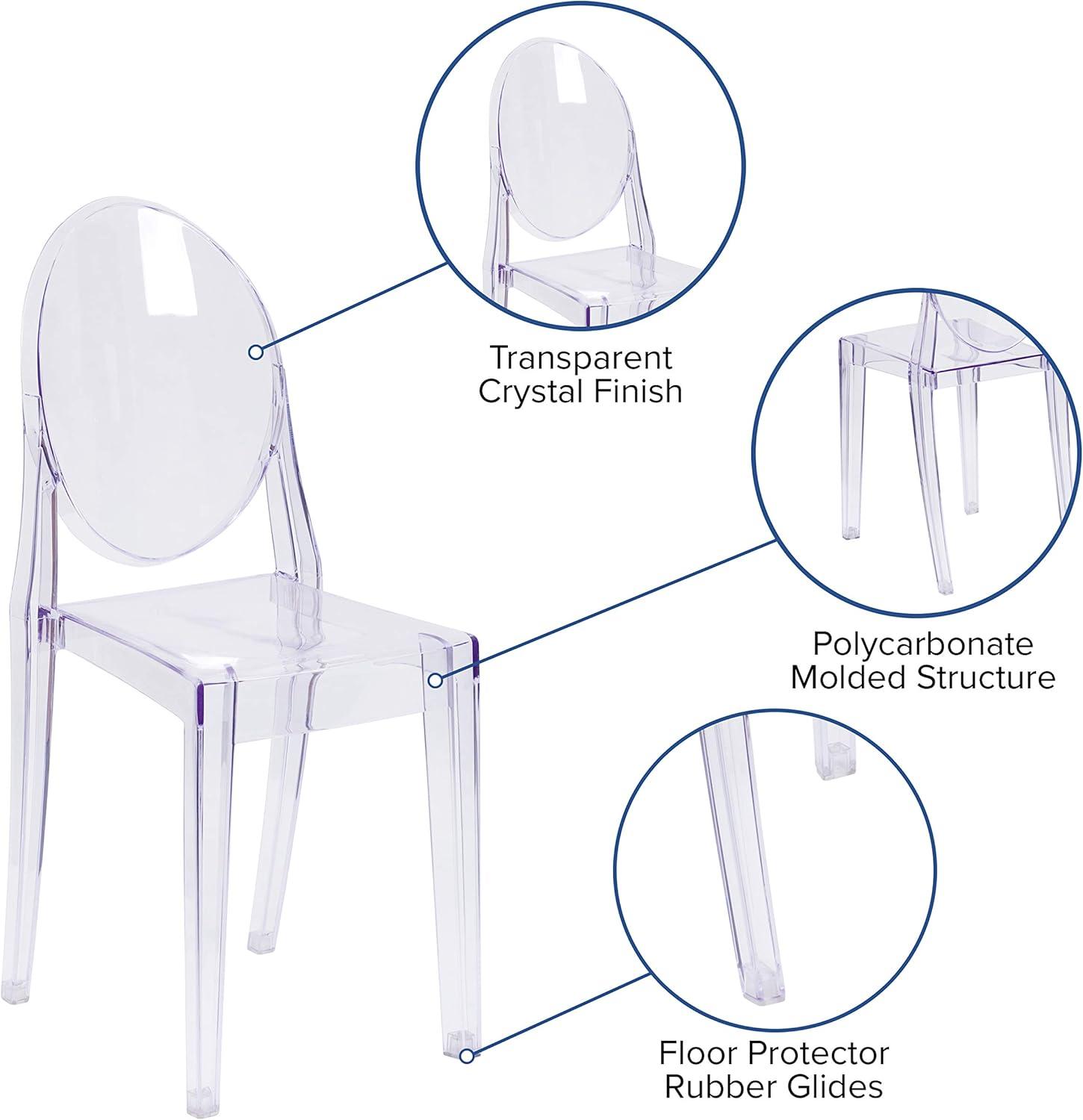 Flash Furniture Cheryl Indoor/Outdoor Ghost Side Chair, Transparent Crystal