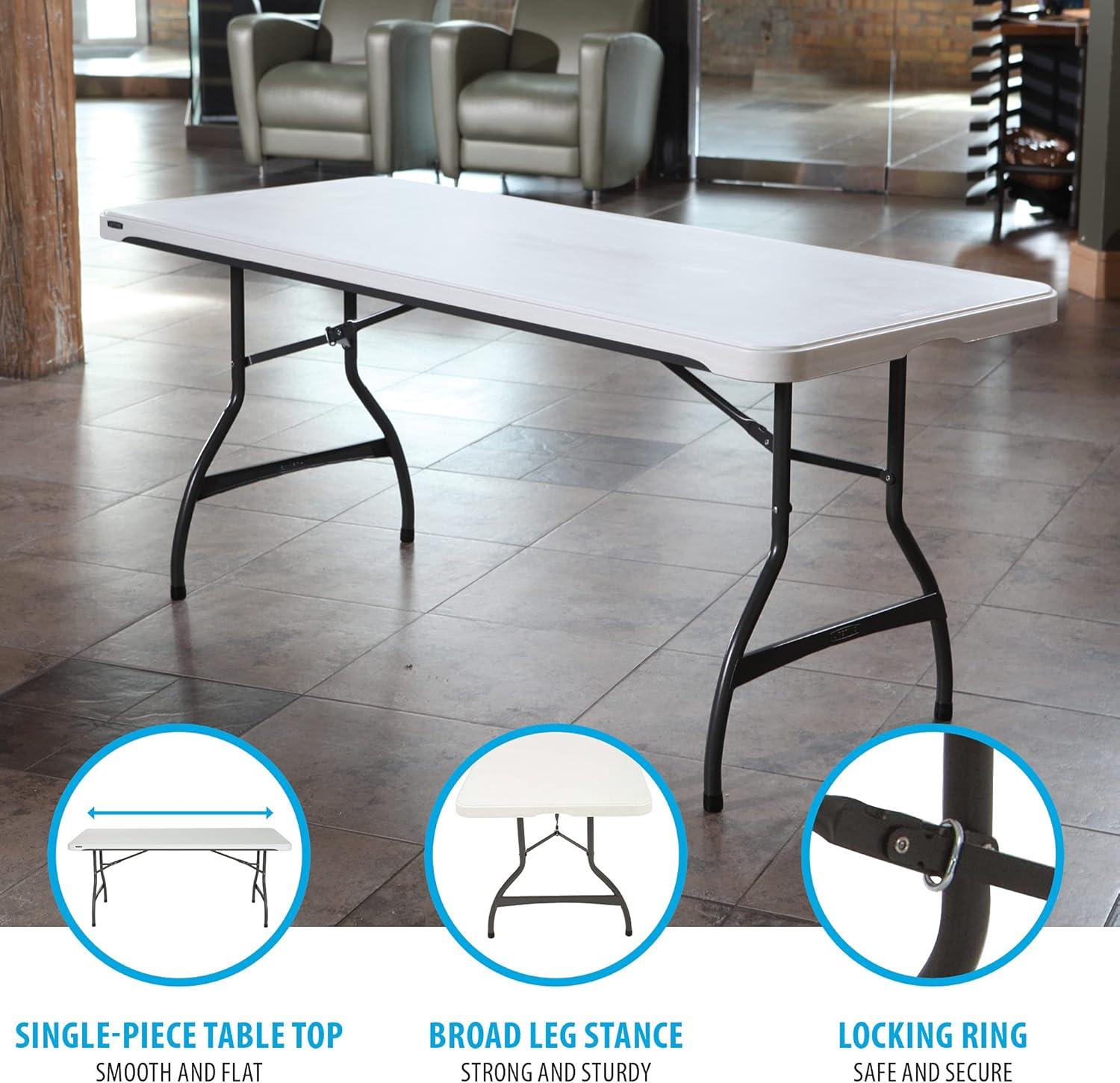 Lifetime 6 Foot Rectangle Folding Table Indoor/Outdoor Commercial Grade, White Granite (80306)