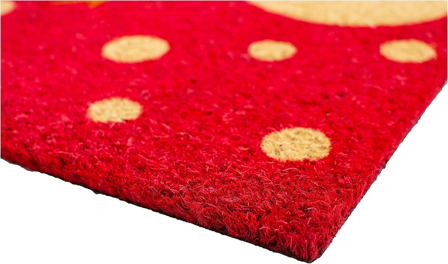 Festive Red and Green Coir Snowman Outdoor Christmas Doormat