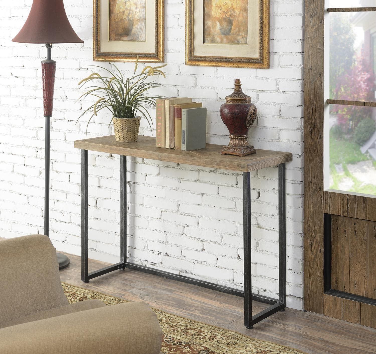 Convenience Concepts Laredo Parquet Console Table, Natural/Black