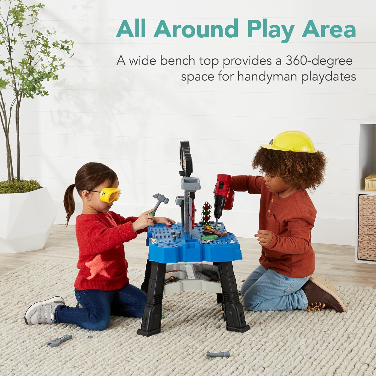 Best Choice Products Pretend Play Kid's Workbench, Child's Construction Toy Set w/ 150 Accessories, Electric Drill