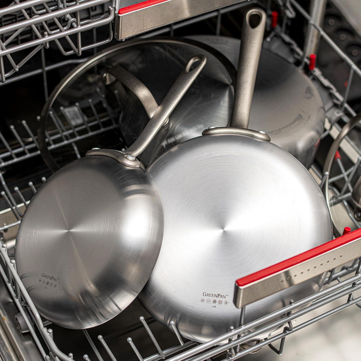 GreenPan Craft Steel 10-Piece Cookware Set with Bonus Pan Protectors, Silver
