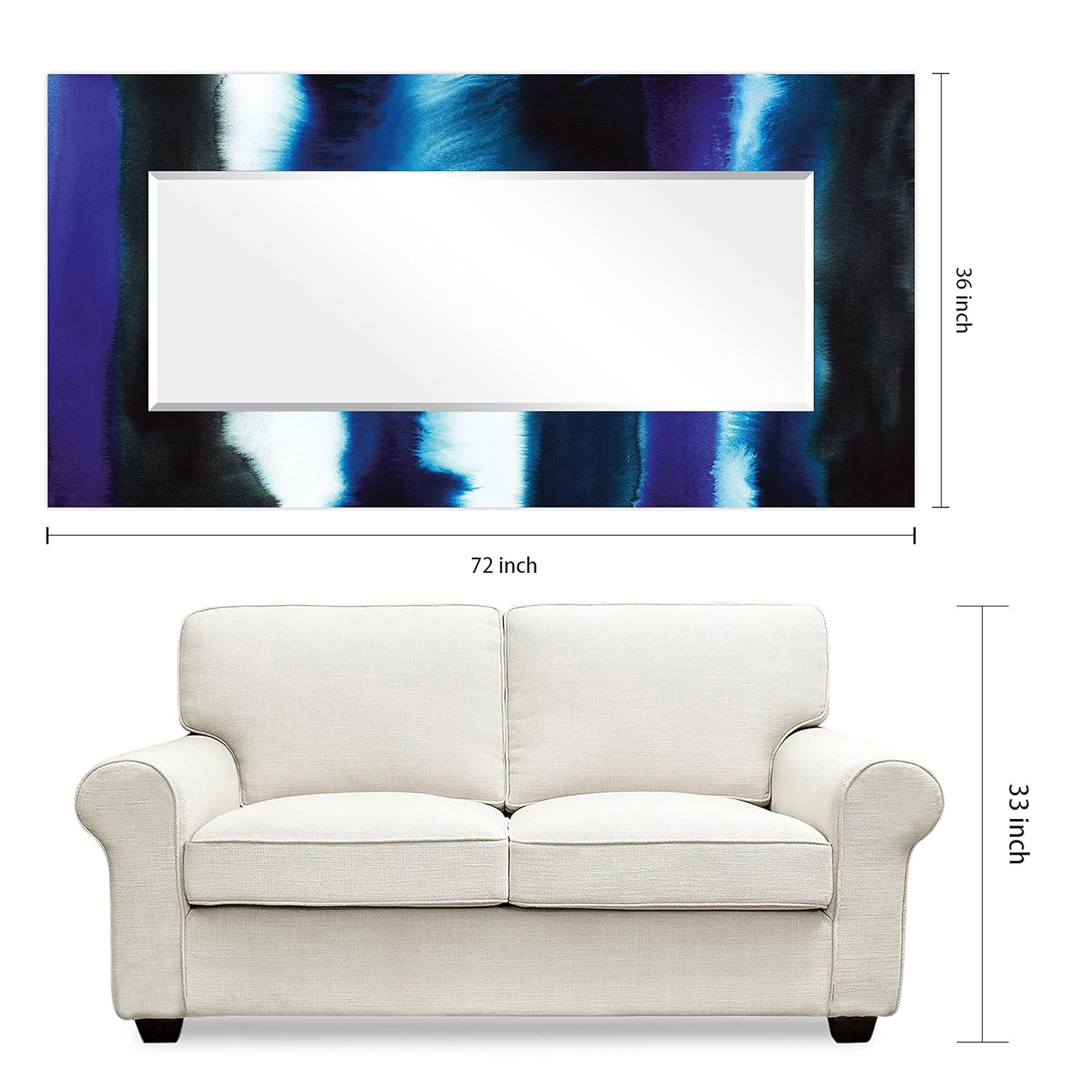 Empire Art Direct Run Off II Rectangular Beveled Mirror on Free Floating Reverse Printed Tempered Art Glass, 72" x 36" x 0.4", Ready to Hang