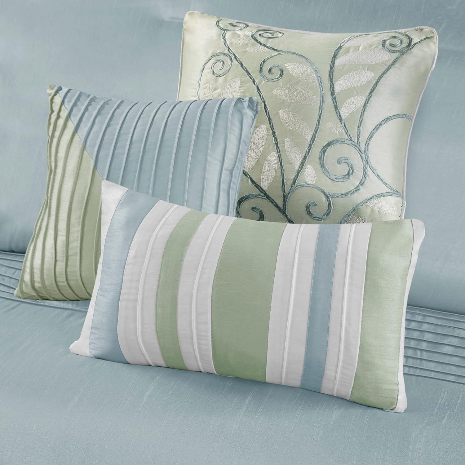 Amherst 7 Piece Striped and Pleated Comforter Set