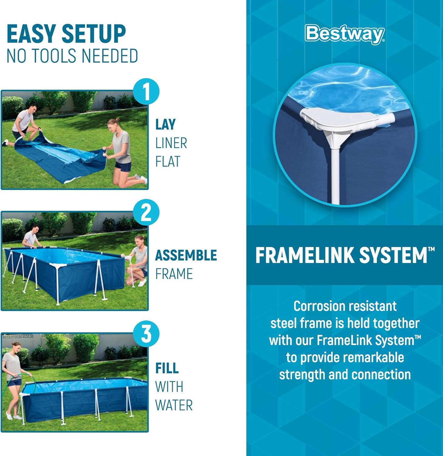 Bestway Bestway Steel Pro Rectangular Above Ground Swimming Pool Set
