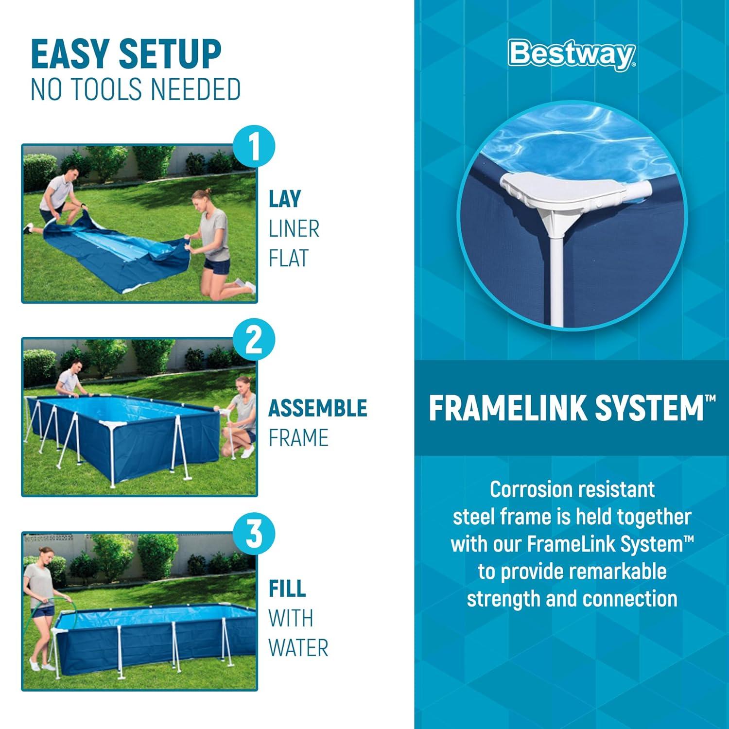 Bestway Bestway Steel Pro Rectangular Above Ground Swimming Pool Set