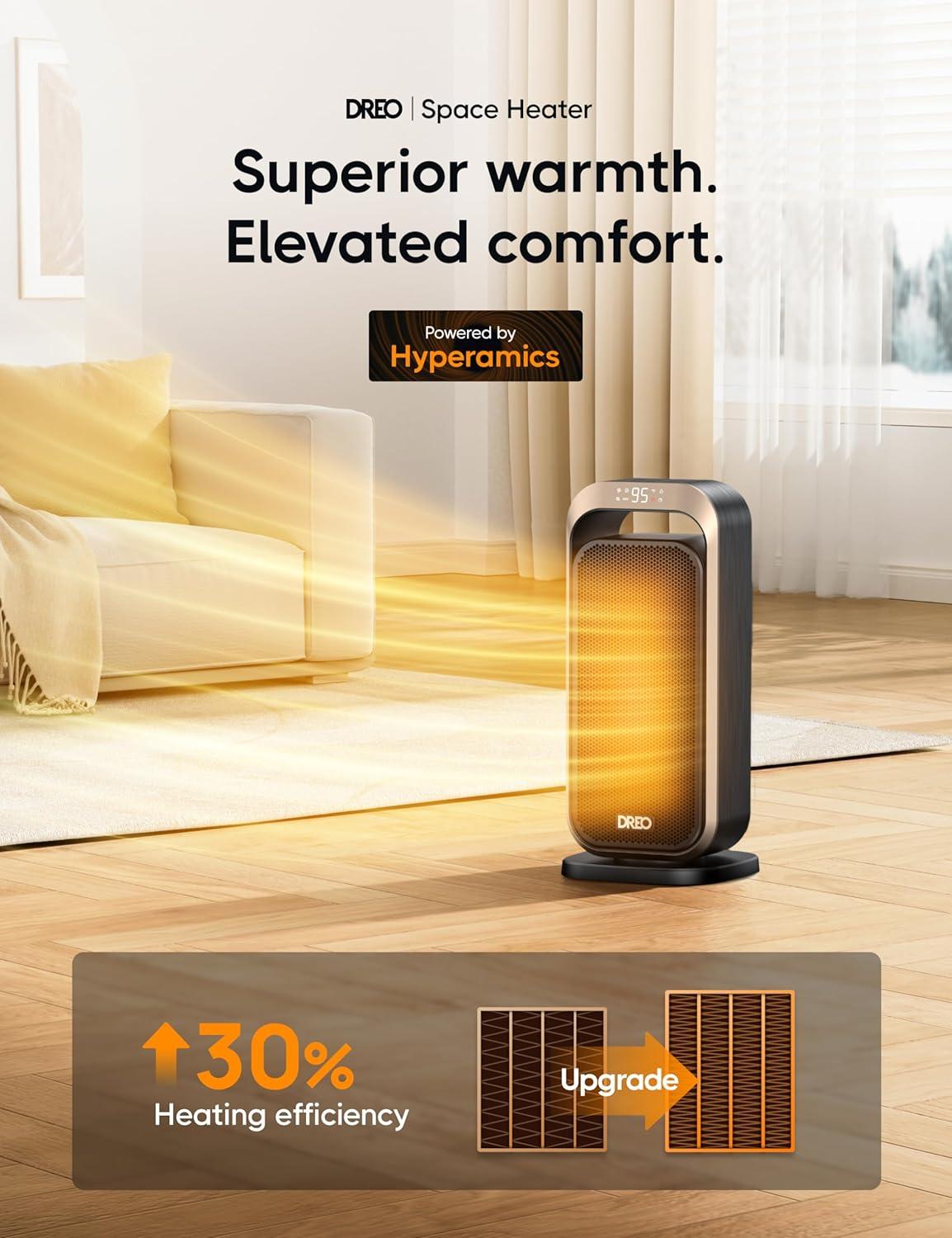 Gold and Black Electric Oscillating Space Heater with Thermostat