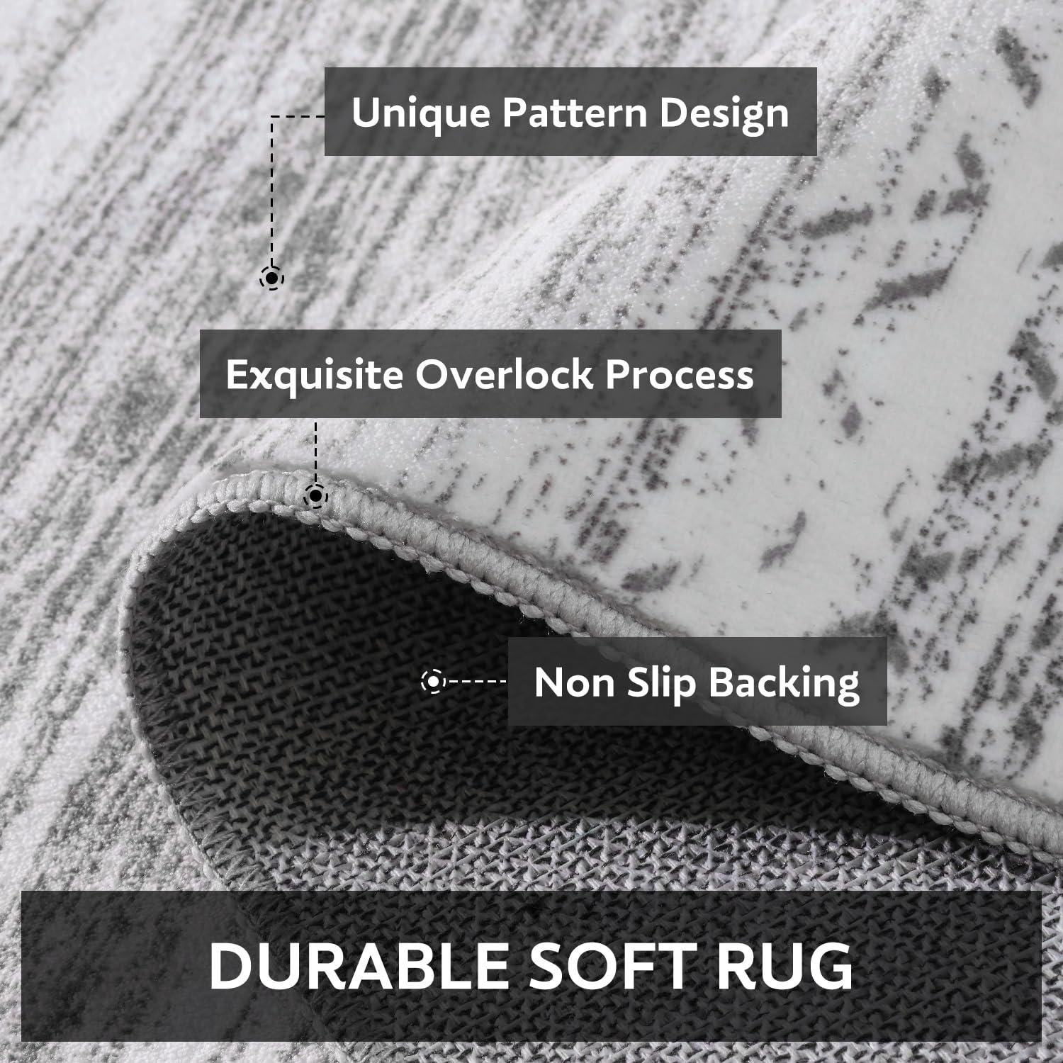 Loon Peak® 5x7 Area Rugs for Living Room Machine Washable Rug Distressed Indoor Carpet Neutral Moroccan Boho Rug Ultra Soft Area Rug for Bedroom Dining Room Playroom Office, Grey