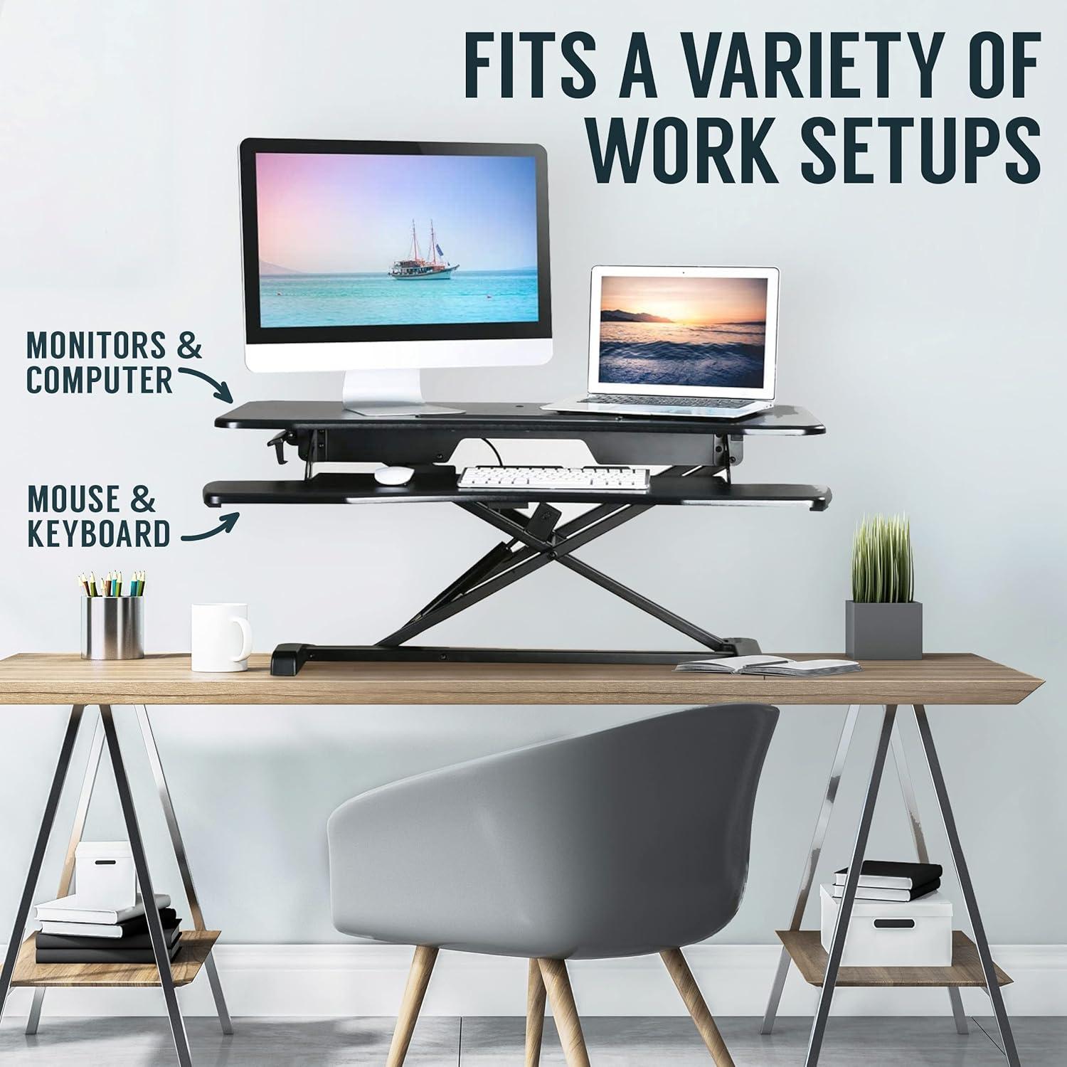 TechOrbits Black Standing 32" Wing Shaped Desktop Converter