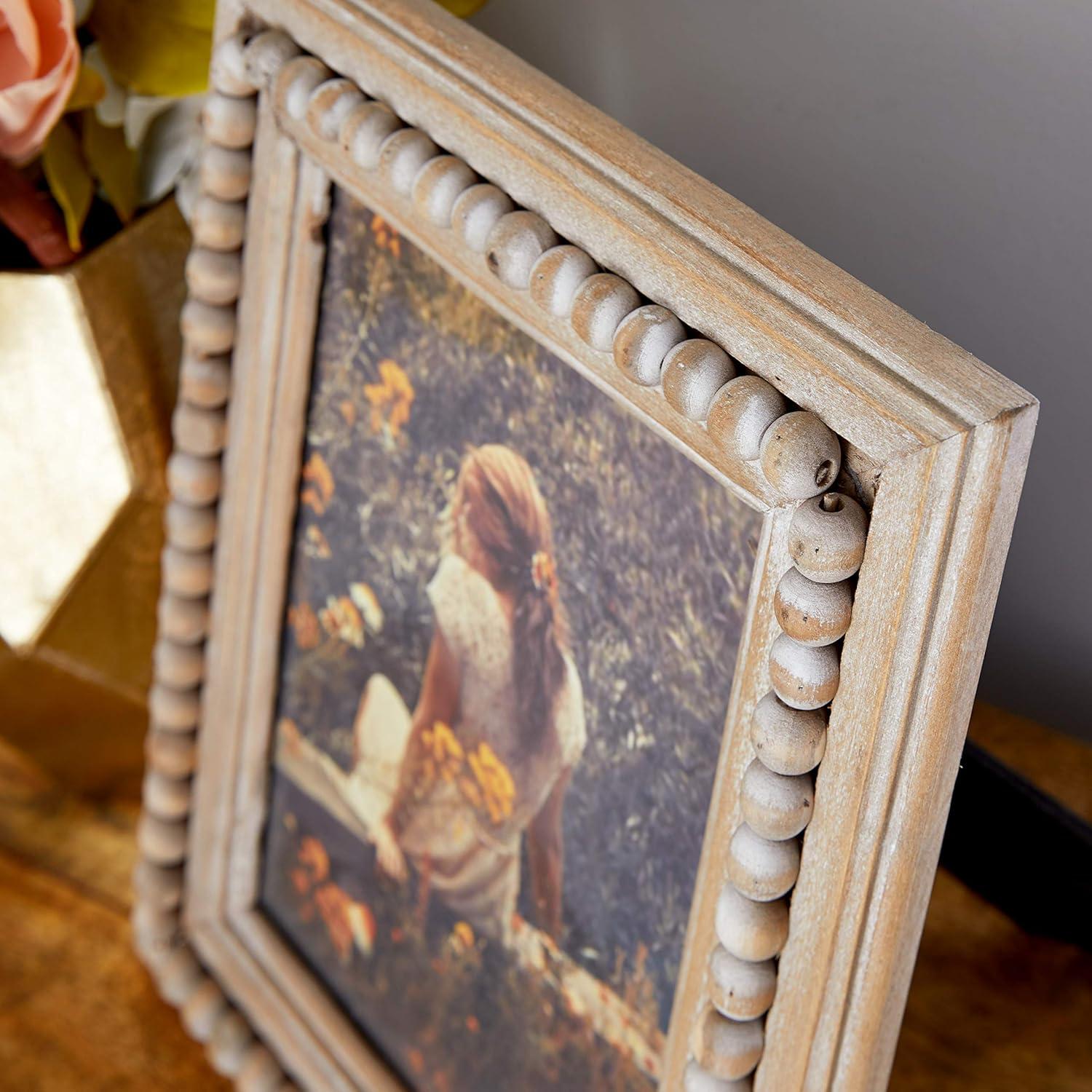 Wood Beaded 1 Slot Photo Frame