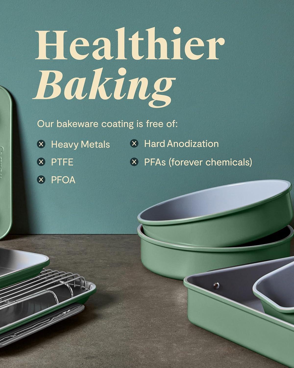 Sage Green Non-Stick Ceramic 11-Piece Bakeware Set