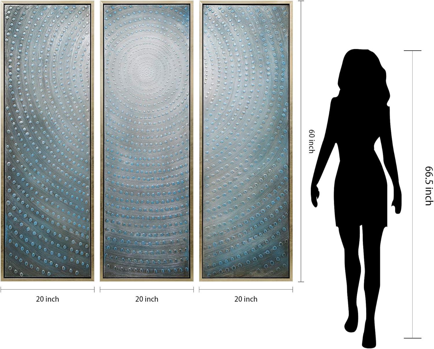 Empire Art Direct Concentric Textured Metallic Hand Painted Triptych Wall Art, 60" x 20" x 1.5", Ready to Hang