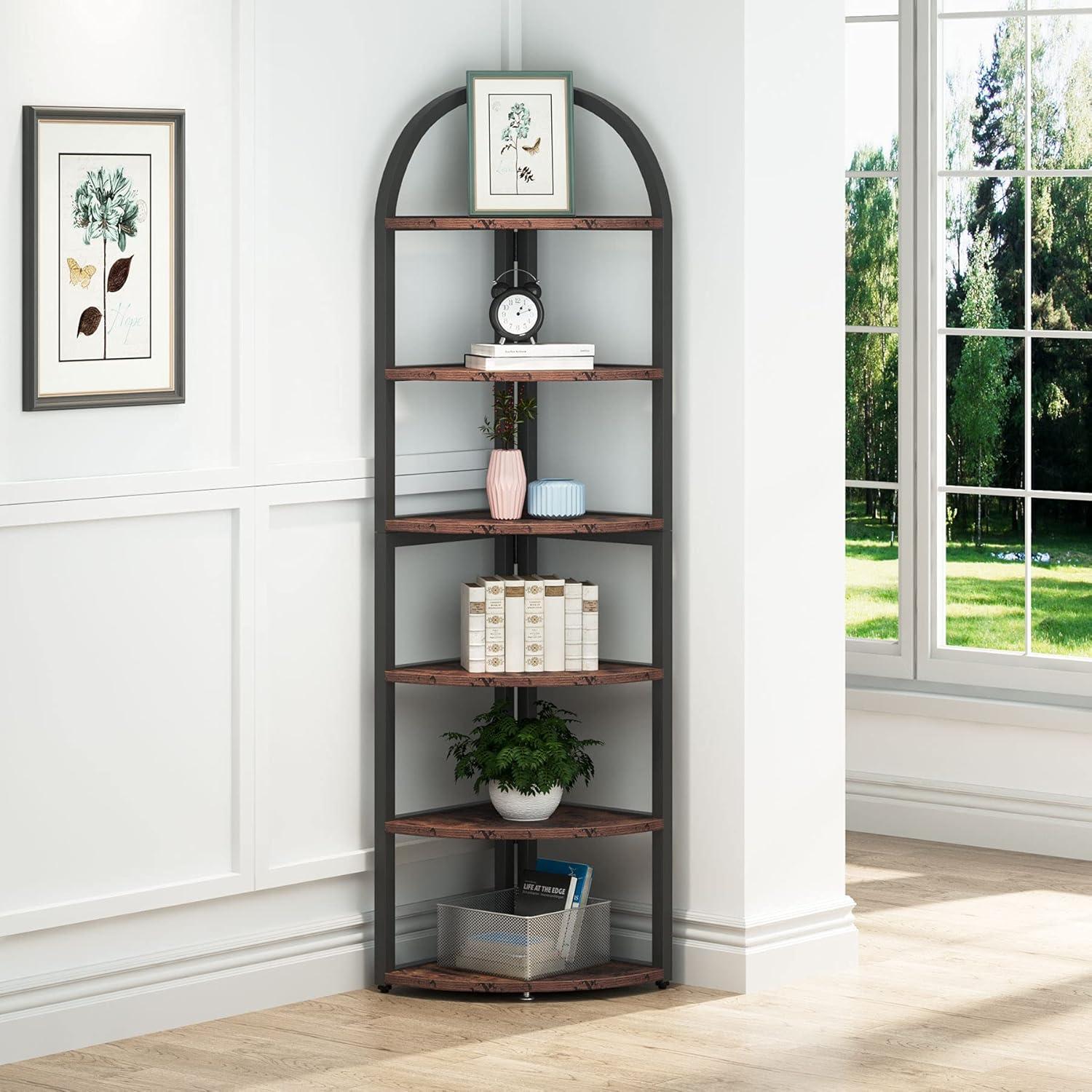 Hommoo 6-Tier Corner Shelf, 71 inch Tall Corner Bookshelf for Small Space