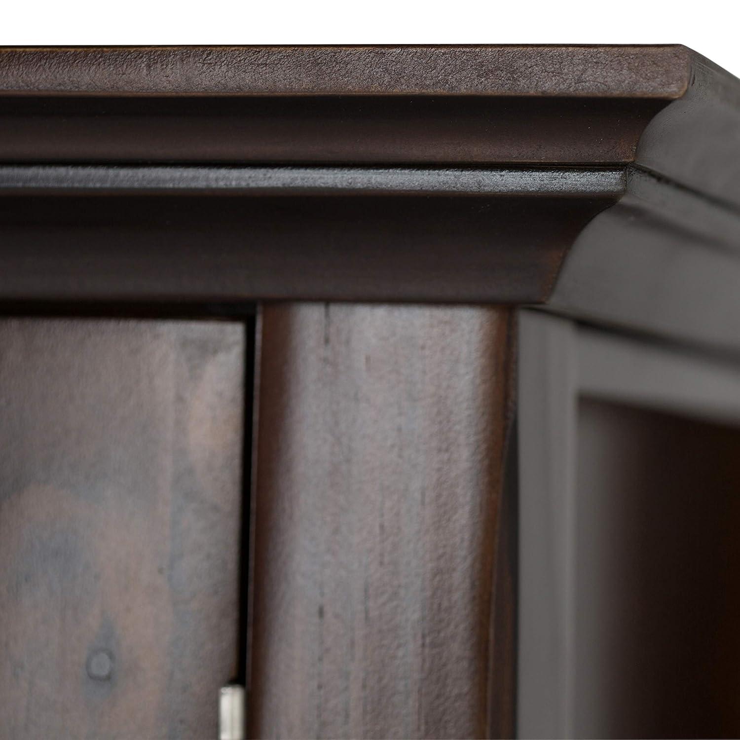 Simpli Home Acadian Solid Wood Entryway Storage Cabinet In Brunette Brown