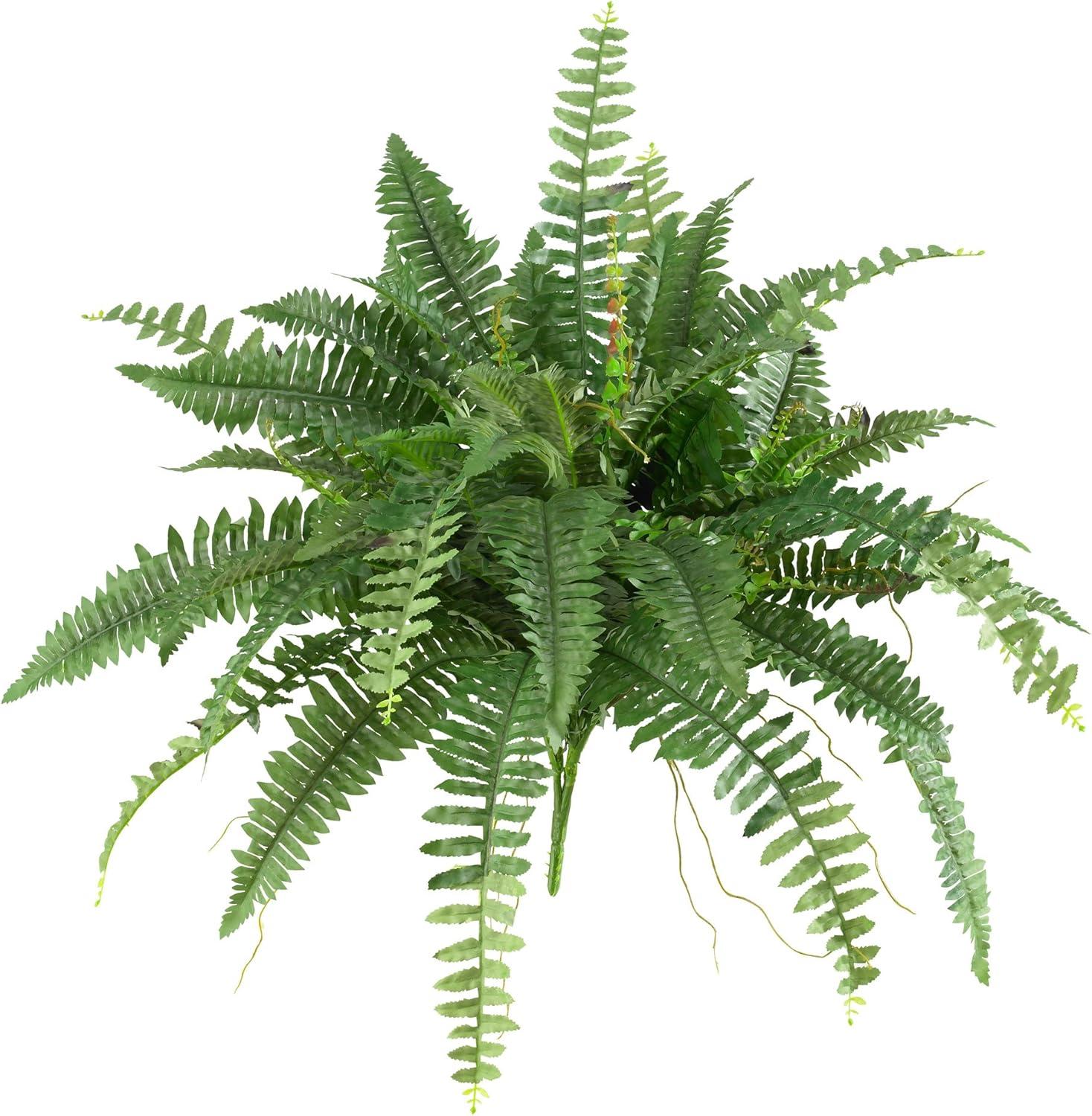 Boston Fern 2pk (40") - Nearly Natural: Artificial Hanging Silk Plant, Indoor Faux Greenery Decor