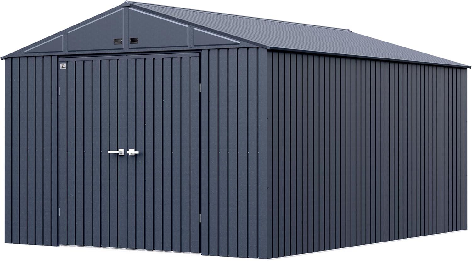 Anthracite 10' x 14' Steel Gable Roof Storage Shed