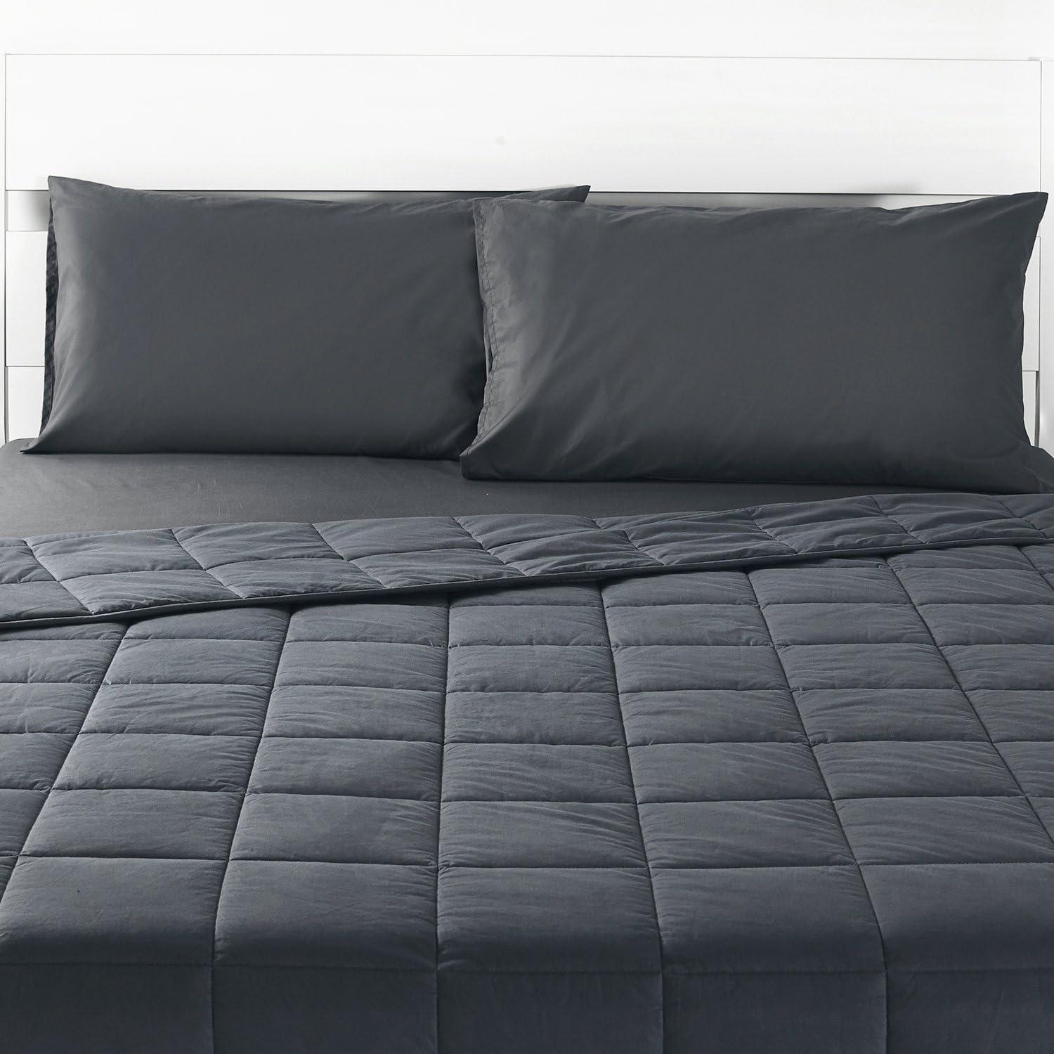 King Size Weighted Blanket | 80''x90'',20lbs | for Single or Double | Premium Cotton Material with Glass Beads | Dark Grey