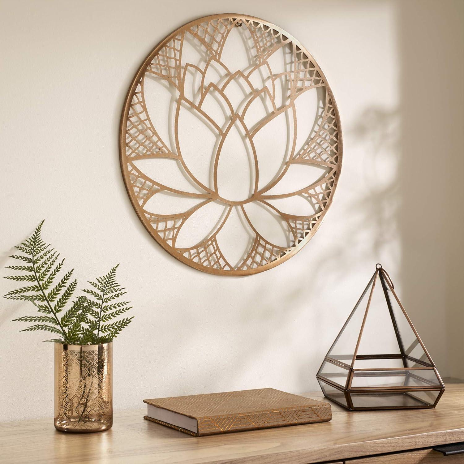 Copper Lotus Blossom 16'' Laser Cut Metal Wall Art