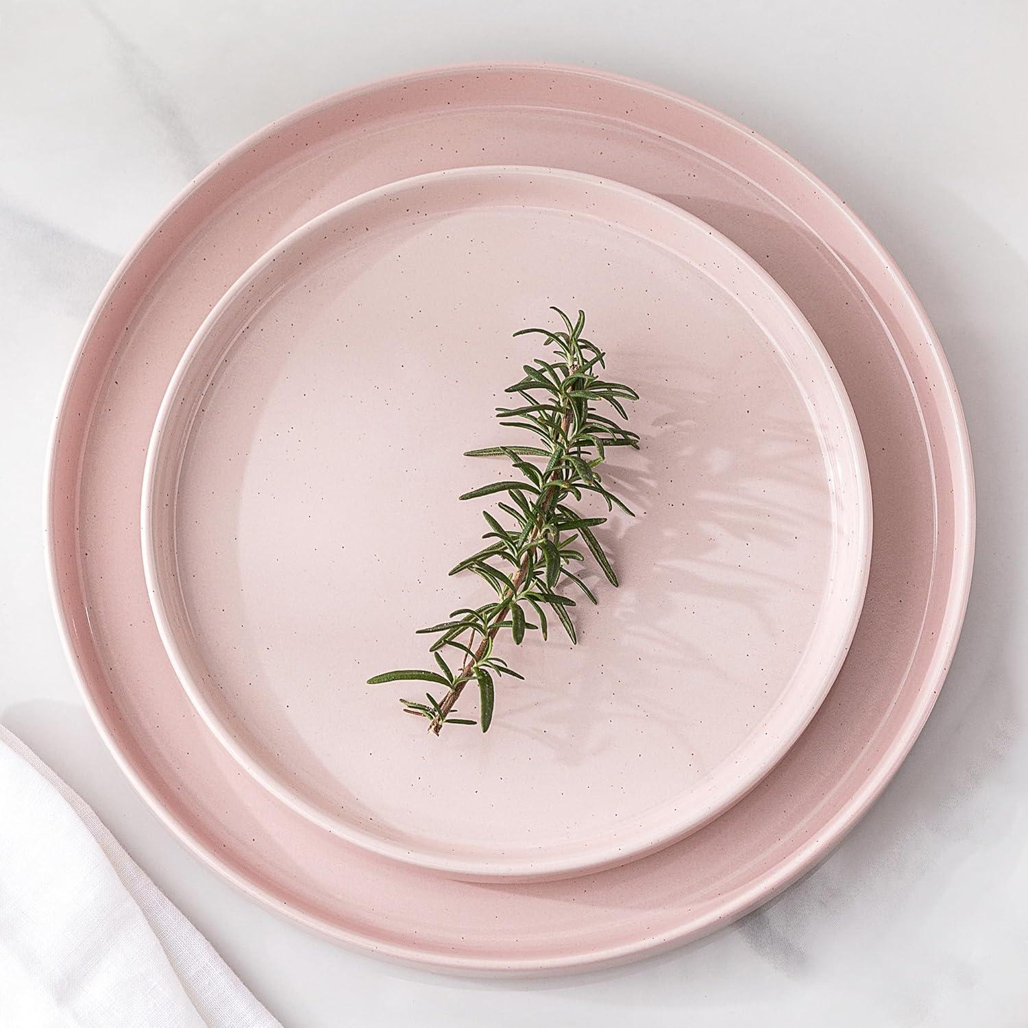 Hokku Designs 6-Person Dinnerware Set, 18-Piece Speckled Plate and Bowl Set