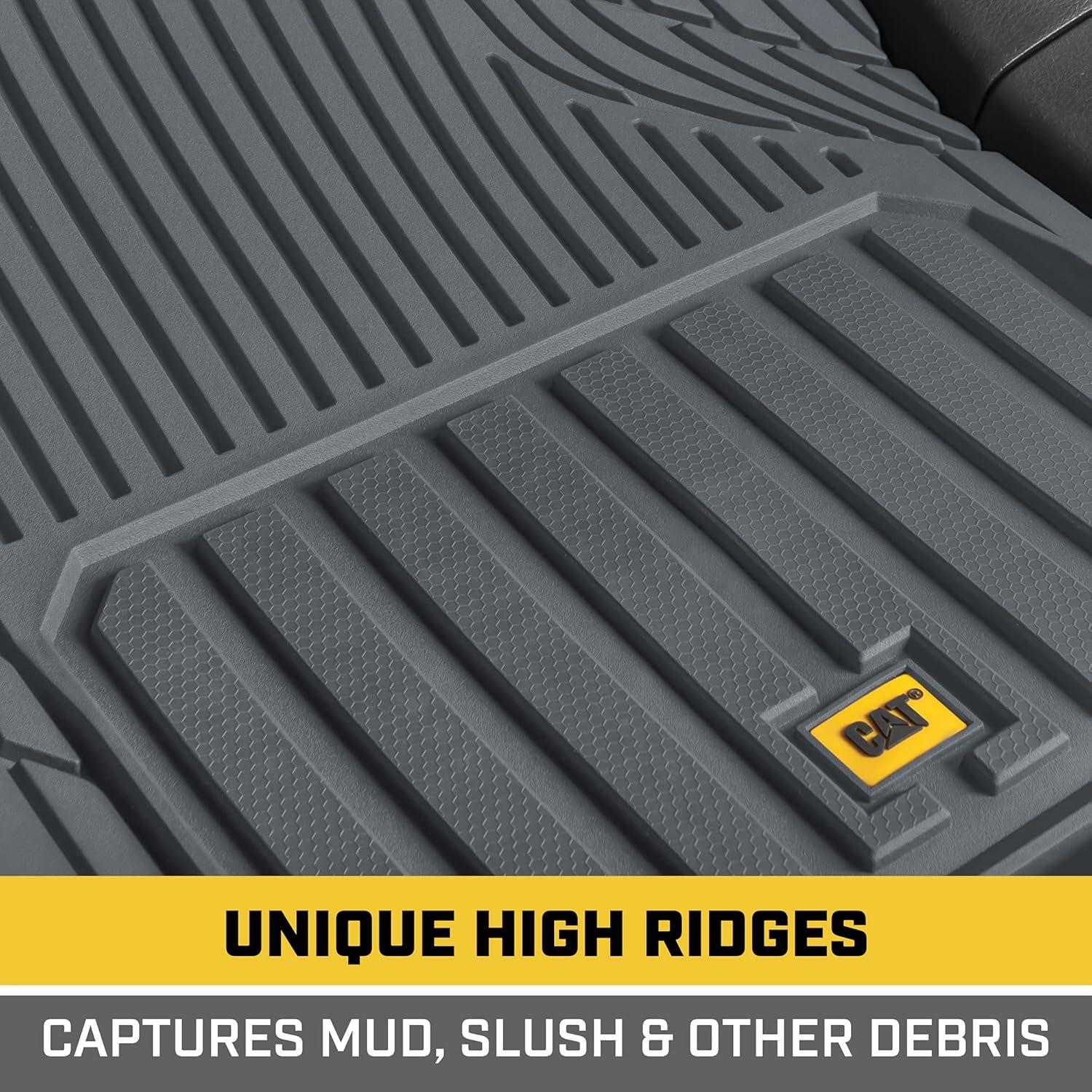 Cat® ToughLiner™ Rubber Car Floor Mats for Auto Truck SUV & Van, Full Custom Trim to Fit Liners, Advanced Performance Heavy Duty Odorless Car Mats, All Weather Protection, Gray
