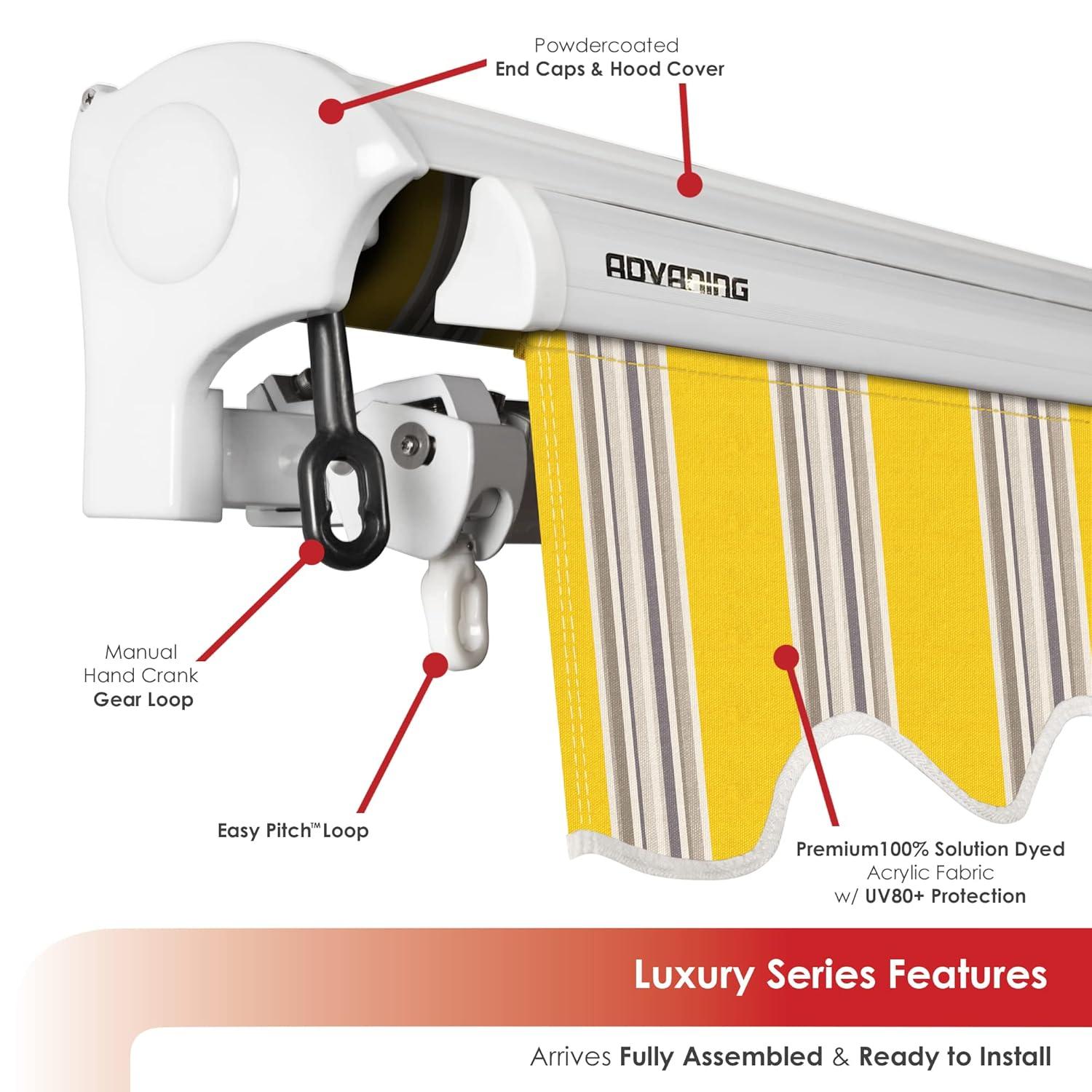 Advaning 10.5'' Fabric, Metal Cover Retractable Patio Awning