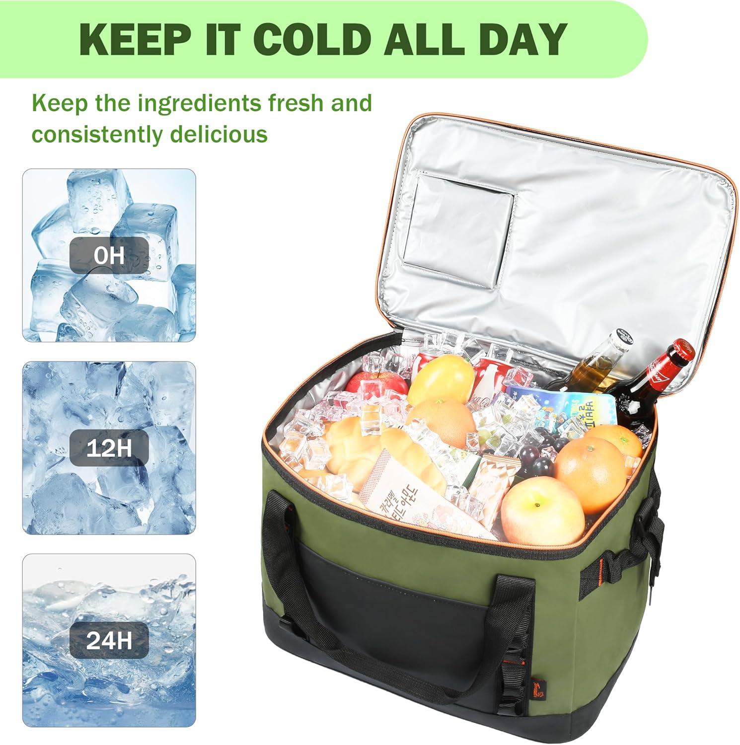 Tirrinia Tirrinia 31qt/48 Cans Soft Sided Cooler, Large capacity Soft Ice Chest, Portable Beach Cooler, Tirrinia CB