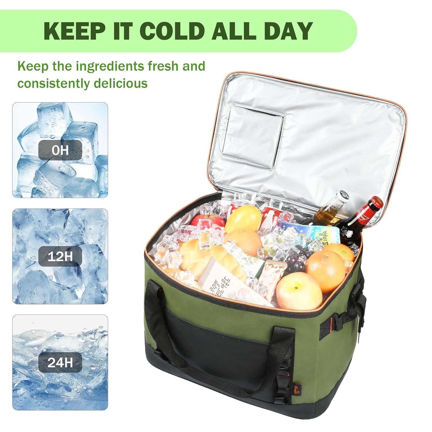 Tirrinia Tirrinia 31qt/48 Cans Soft Sided Cooler, Large capacity Soft Ice Chest, Portable Beach Cooler, Tirrinia CB