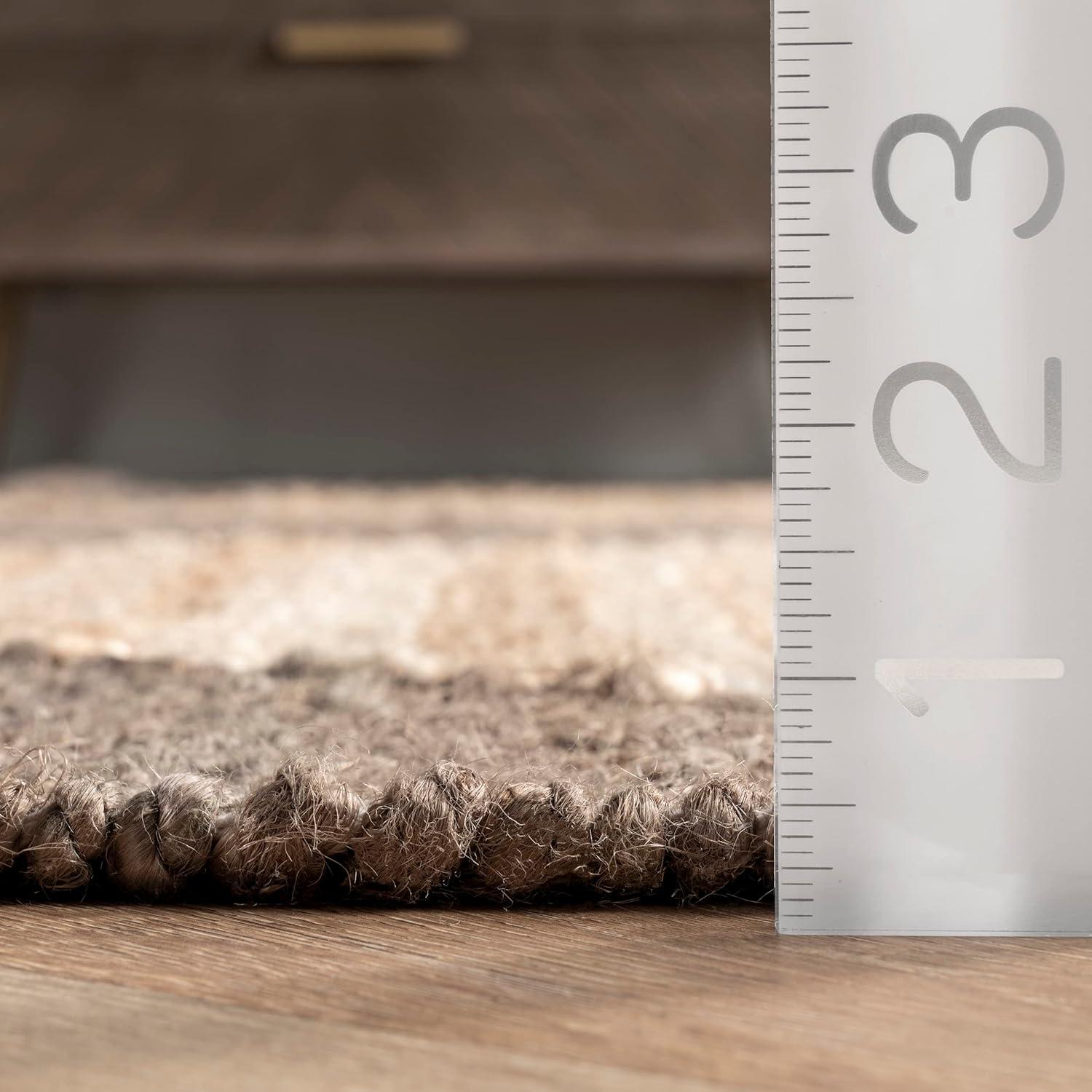 Handcrafted Gray Cotton-Jute Blend Rectangular Rug, 64in