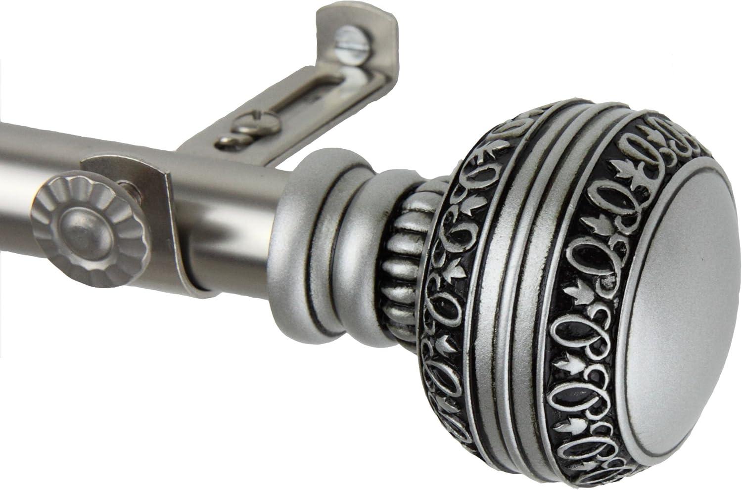 Hart & Harlow Faith 13/16-in 120-in to 170-in Satin nickel Steel Single curtain rod with Finials