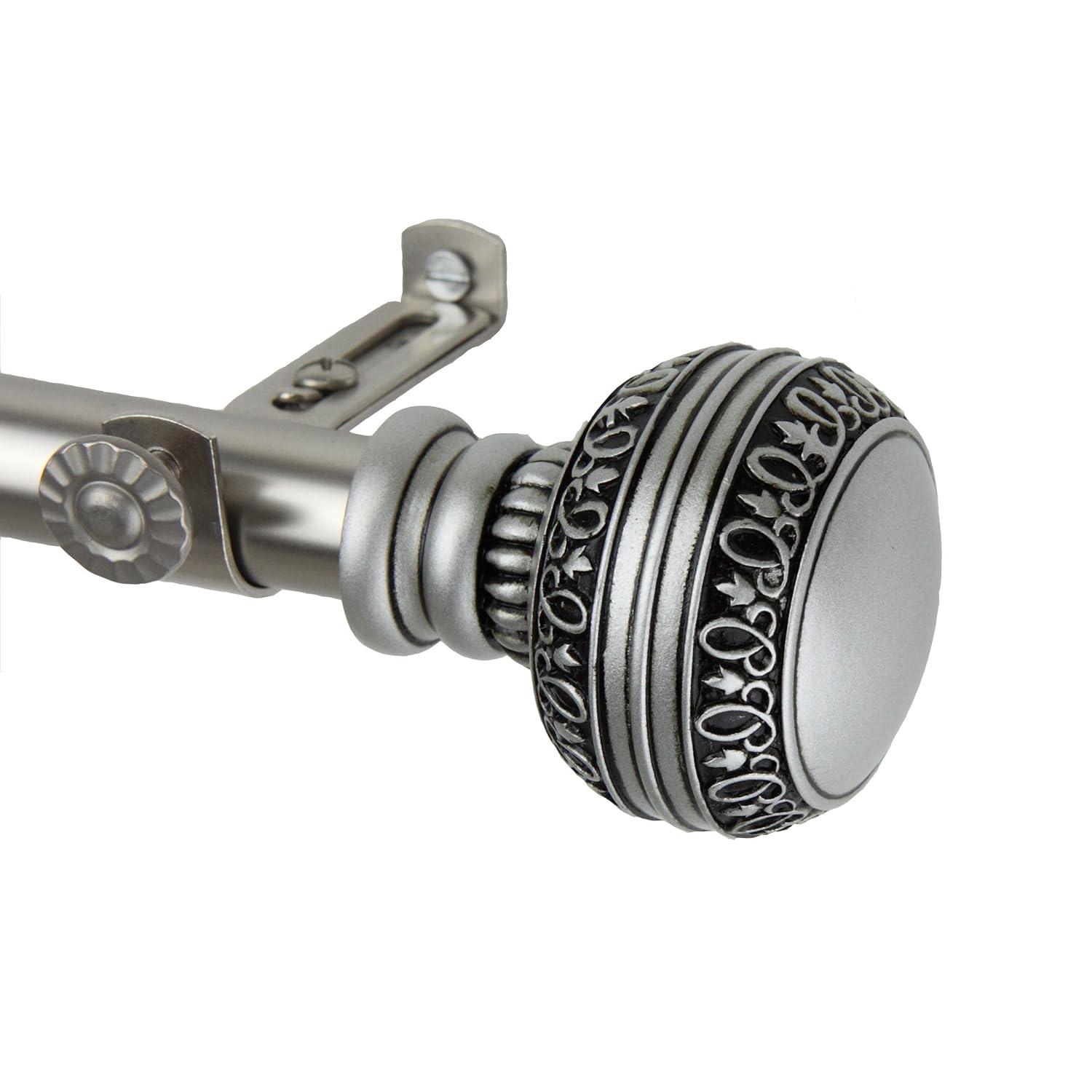 Hart & Harlow Faith 13/16-in 120-in to 170-in Satin nickel Steel Single curtain rod with Finials