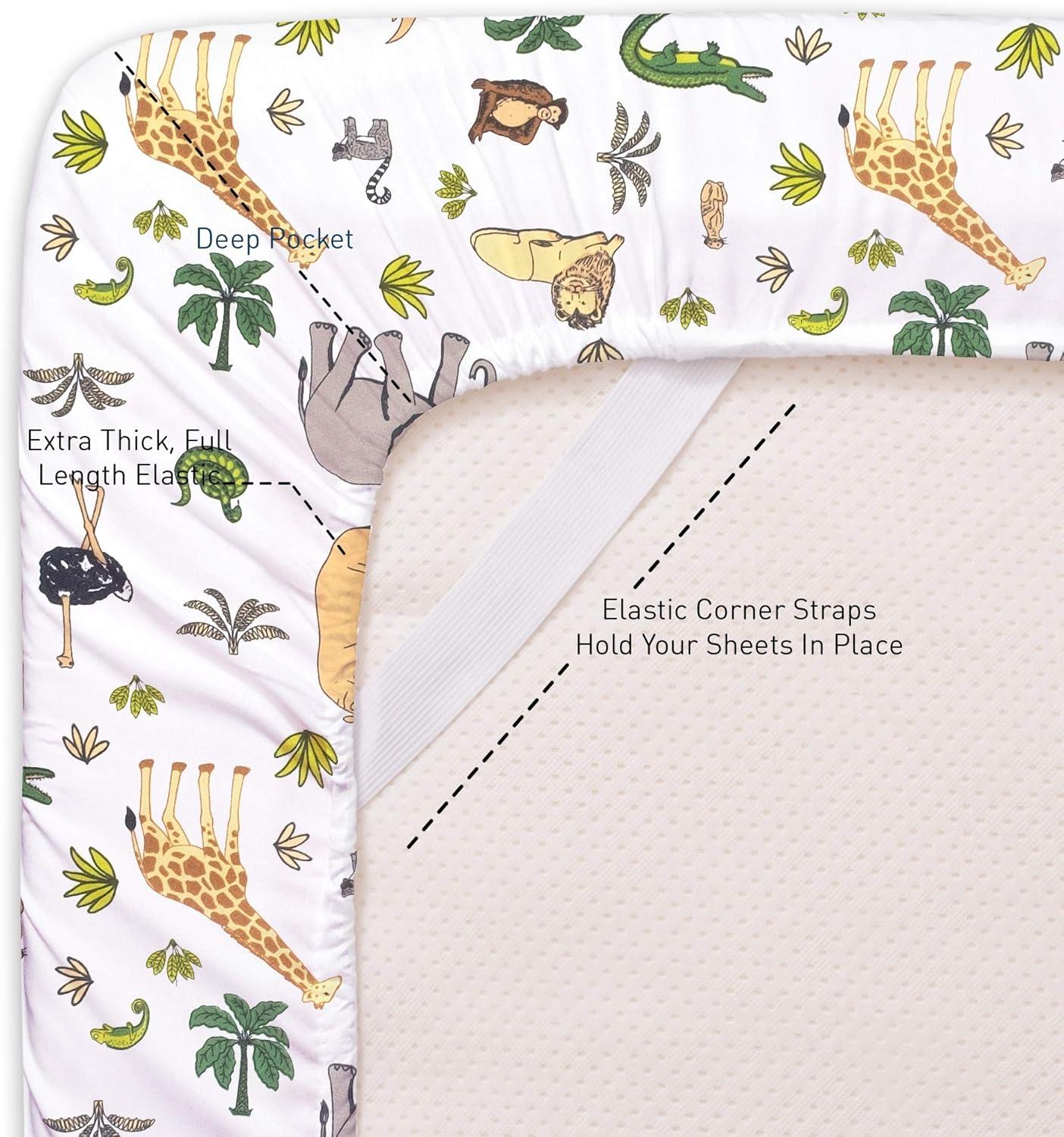 Wild Kingdom Animals Giraffe, Rhino, Lion Kids Sheet Set Twin, Twin XL, Full