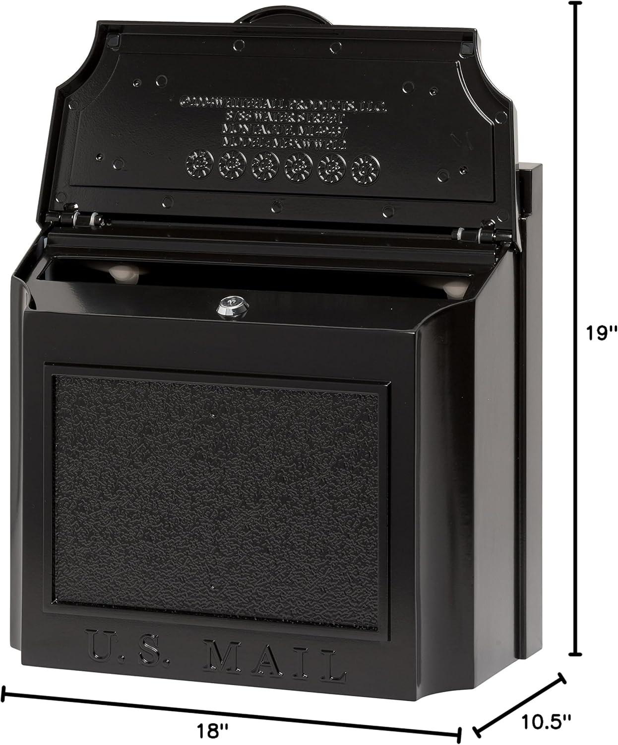 Large Black Aluminum Lockable Wall Mounted Mailbox