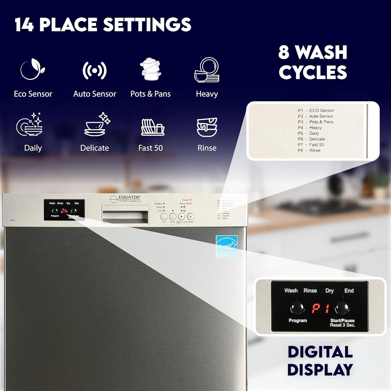 Equator Europe 24" Built in 14 place Dishwasher in Stainless