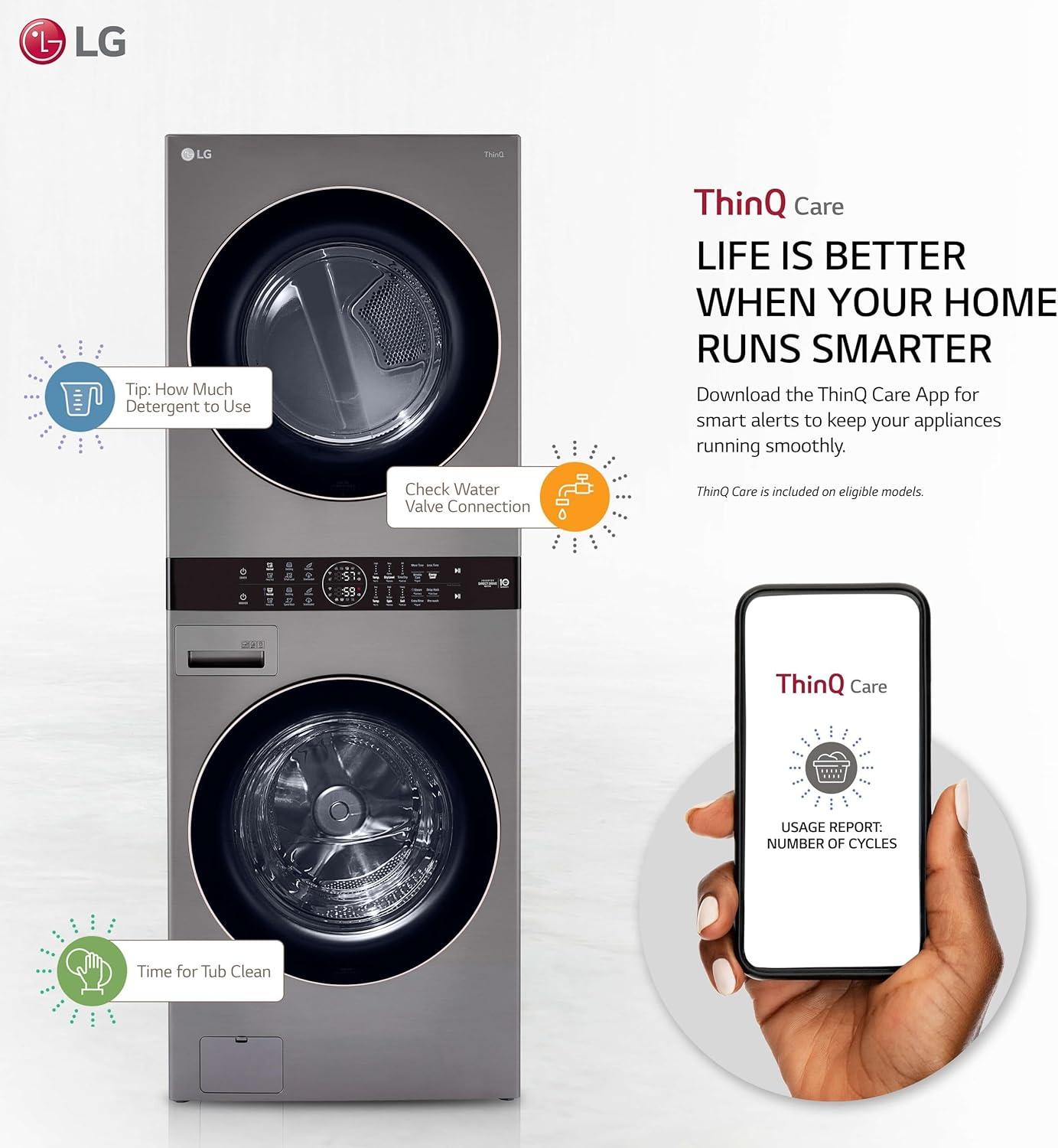 LG LG Single Unit Front Load WashTower with Center Control Washer and 7.4 cu. ft. Electric Dryer, 4.5 cu. ft. WKE100HVA