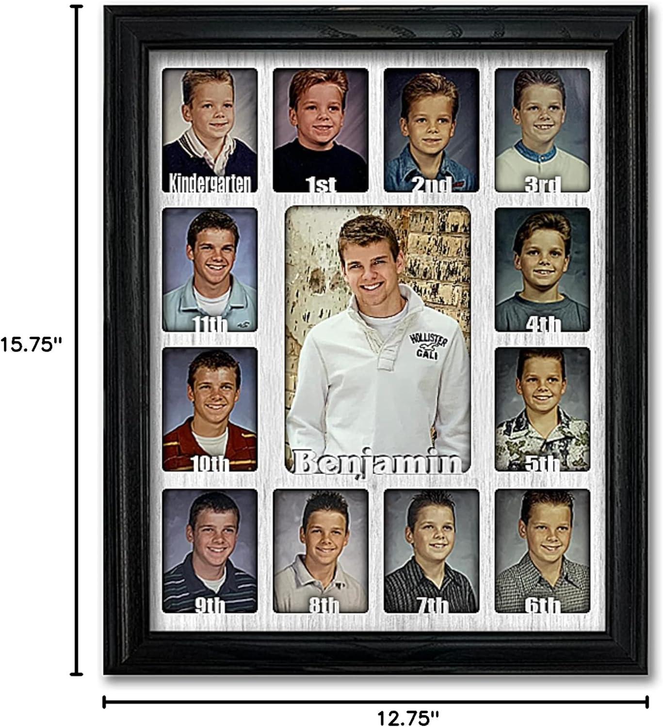 Black Wood Collage Picture Frame with White Mat for Graduation
