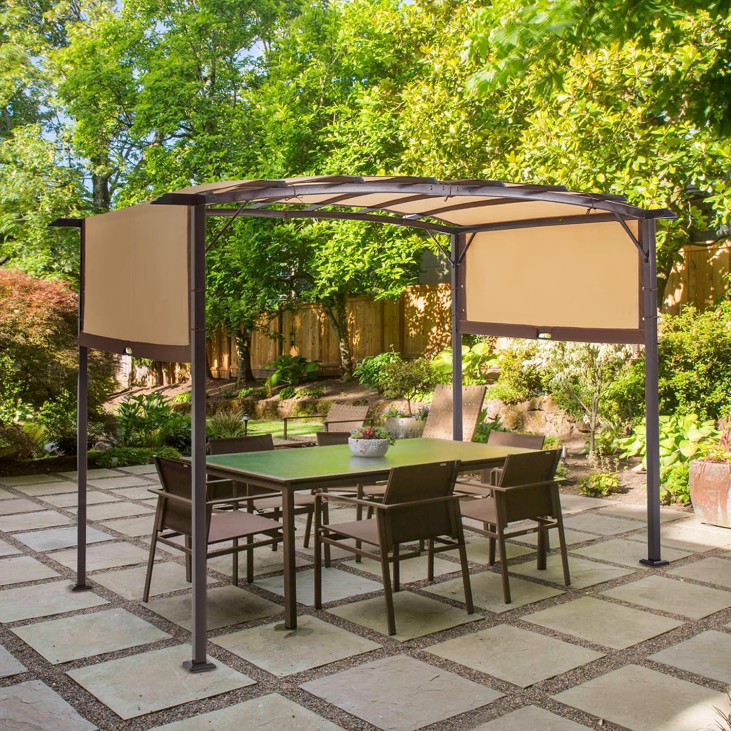 AECOJOY Pergola 9' x 12' Outdoor Pergolas, Pergolas and Gazebo Clearance, Retractable Metal Pergola with Sun Shade Canopy for Patio, Backyard, Garden