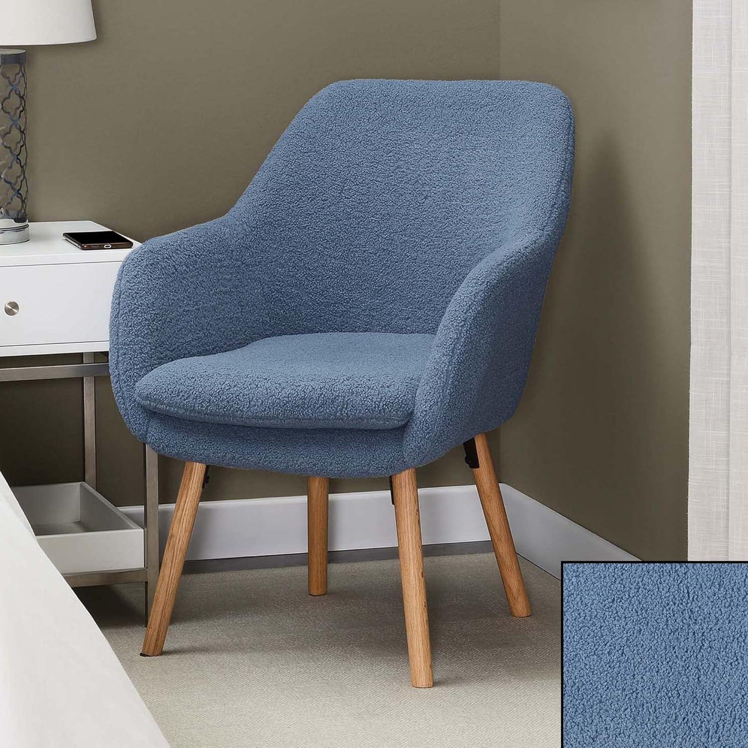 Convenience Concepts Take a Seat Charlotte Wingback Sherpa Accent Armchair, Sherpa Blue