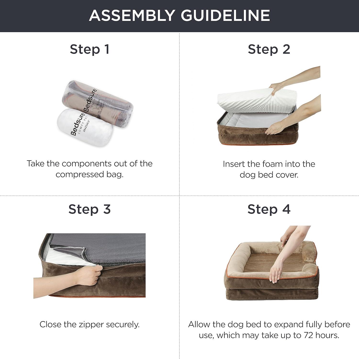 Orthopedic Dog Bed For Large Dogs - Big Washable Calming Dog Sofa Beds Large, Supportive Foam Pet Couch Bed With Removable Washable Cover, Waterproof Lining And Nonskid Bottom