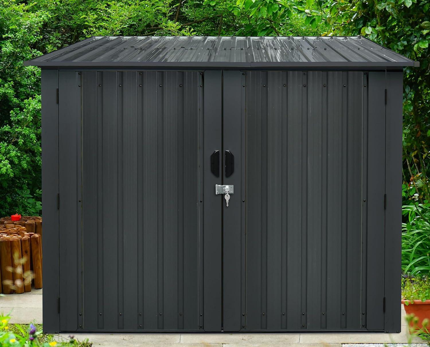 Hanover 6 ft. 9 in. W x 6 ft. 8 in. D Metal Horizontal Bike Shed