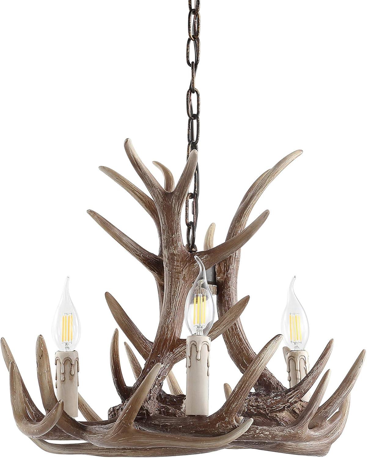 Eldora 18" Brown Resin Antler 3-Light Chandelier