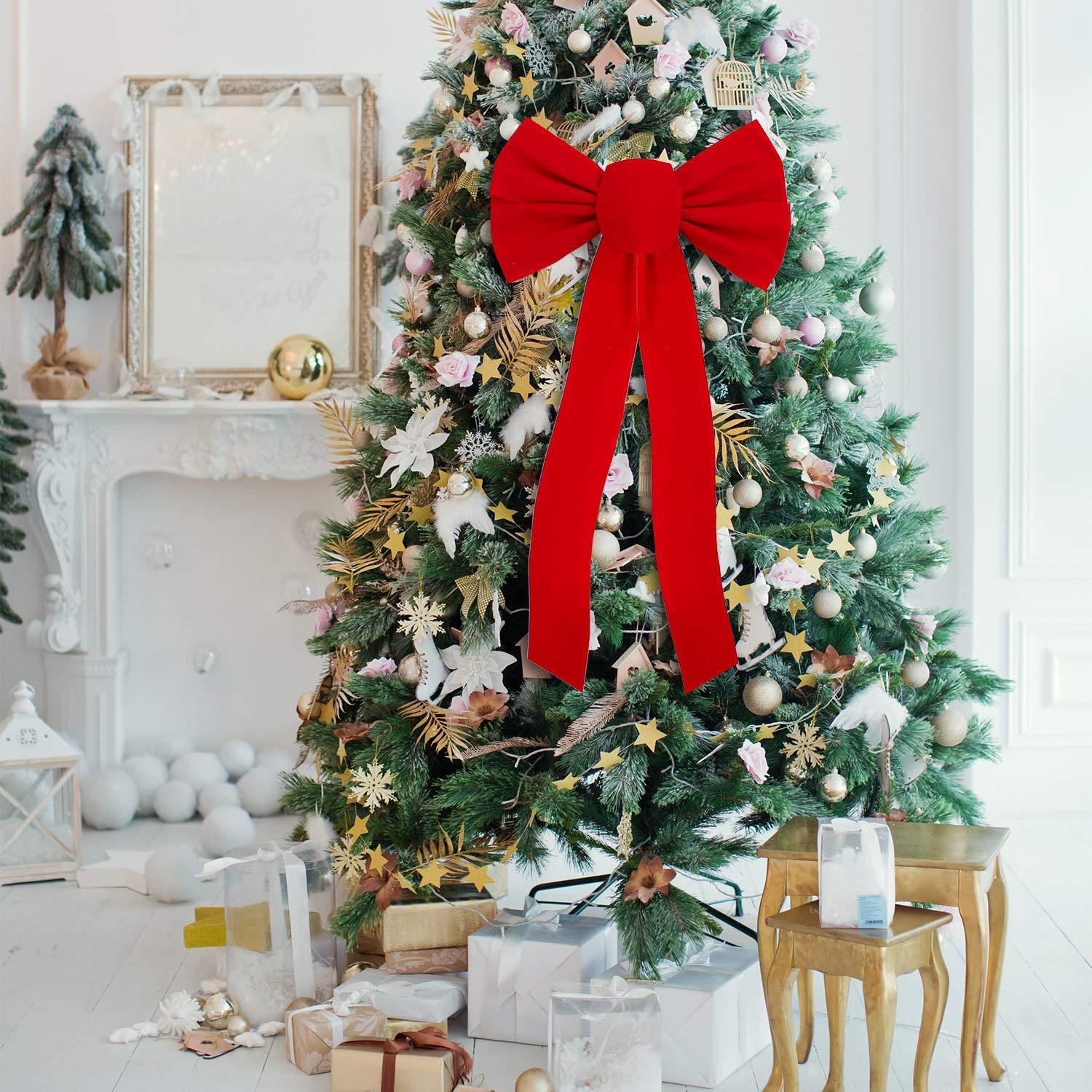 JOYFY 12pcs Christmas Red Velvet Bow Decoration for Christmas Party